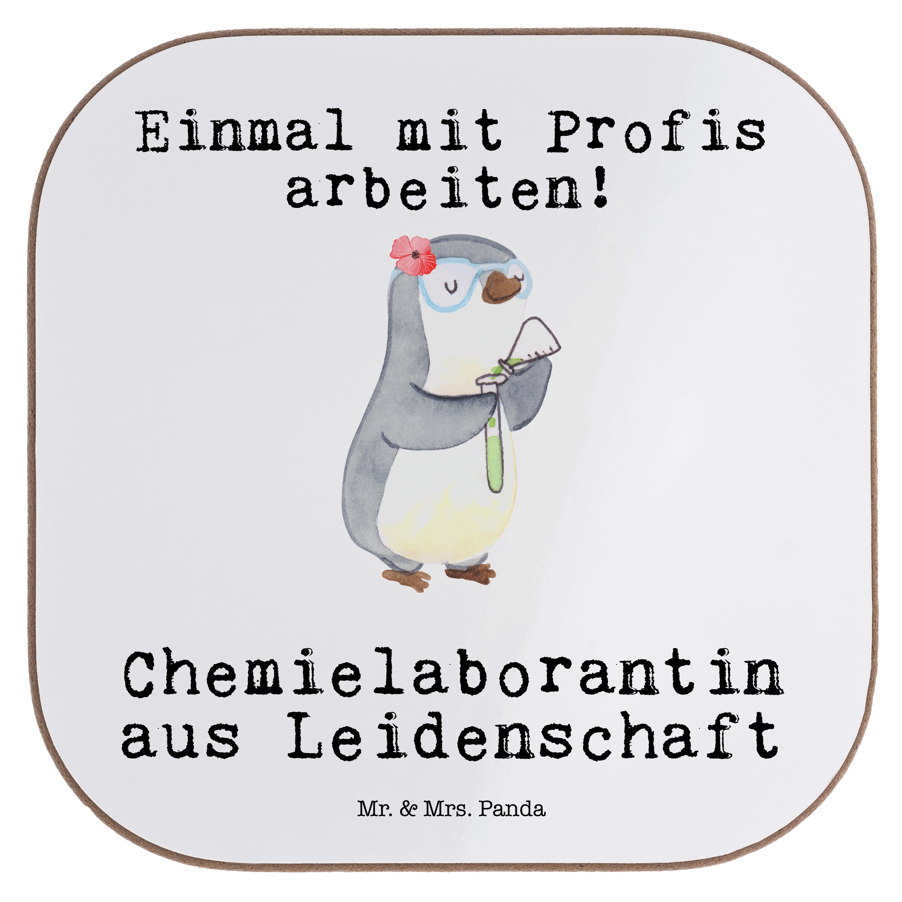 Mr. & Mrs. Panda Getränkeuntersetzer Chemielaborantin aus Leidenschaft - Weiß - Geschenk, Wissenschaftleri, 1-tlg.
