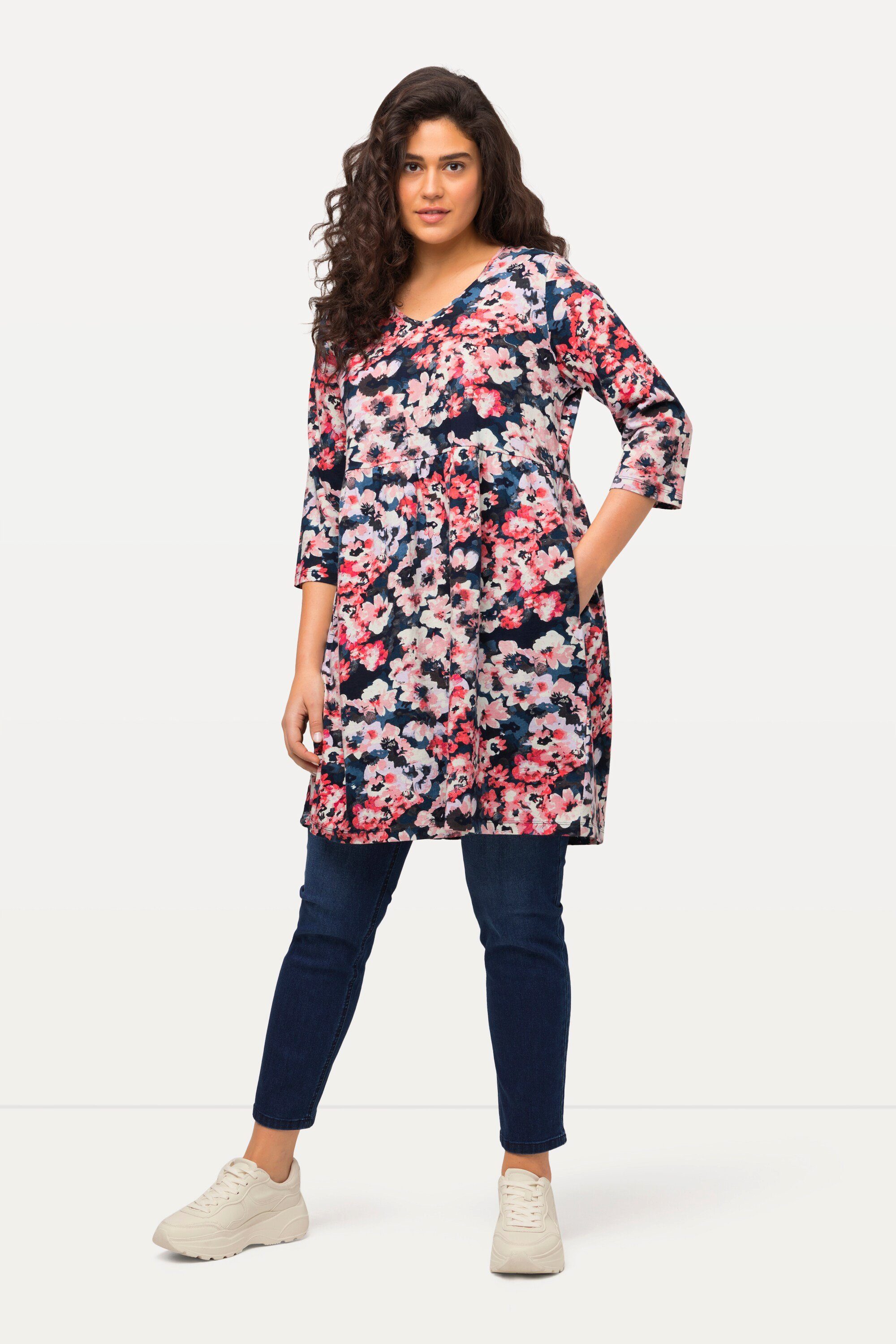Ulla Popken Longshirt Longshirt Blumen A-Linie günstig online kaufen