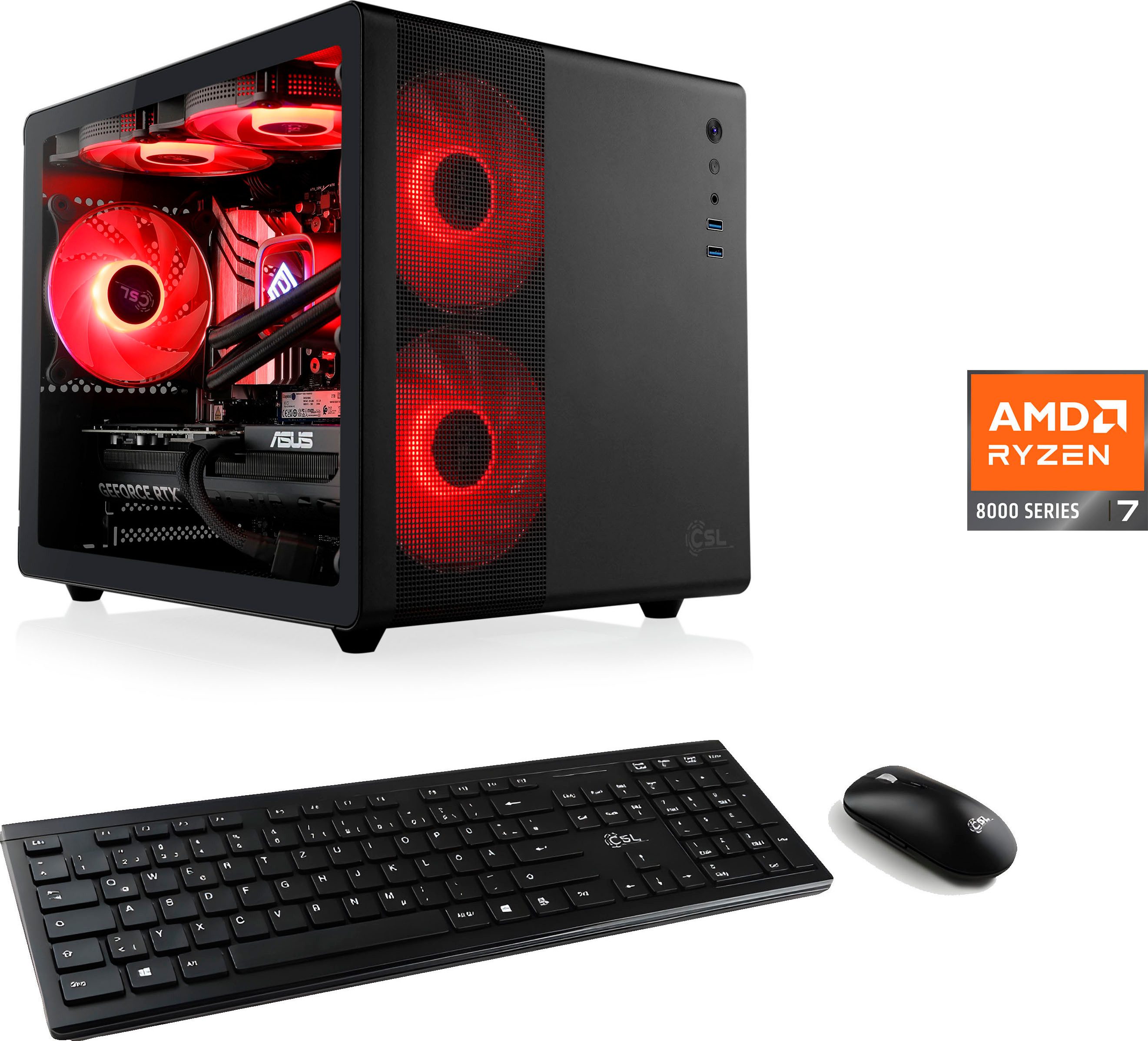 CSL Cube V24226 PC (AMD Ryzen 7 8700F, GeForce RTX 4060, 32 GB RAM, 1000 GB SSD, Wasserkühlung)