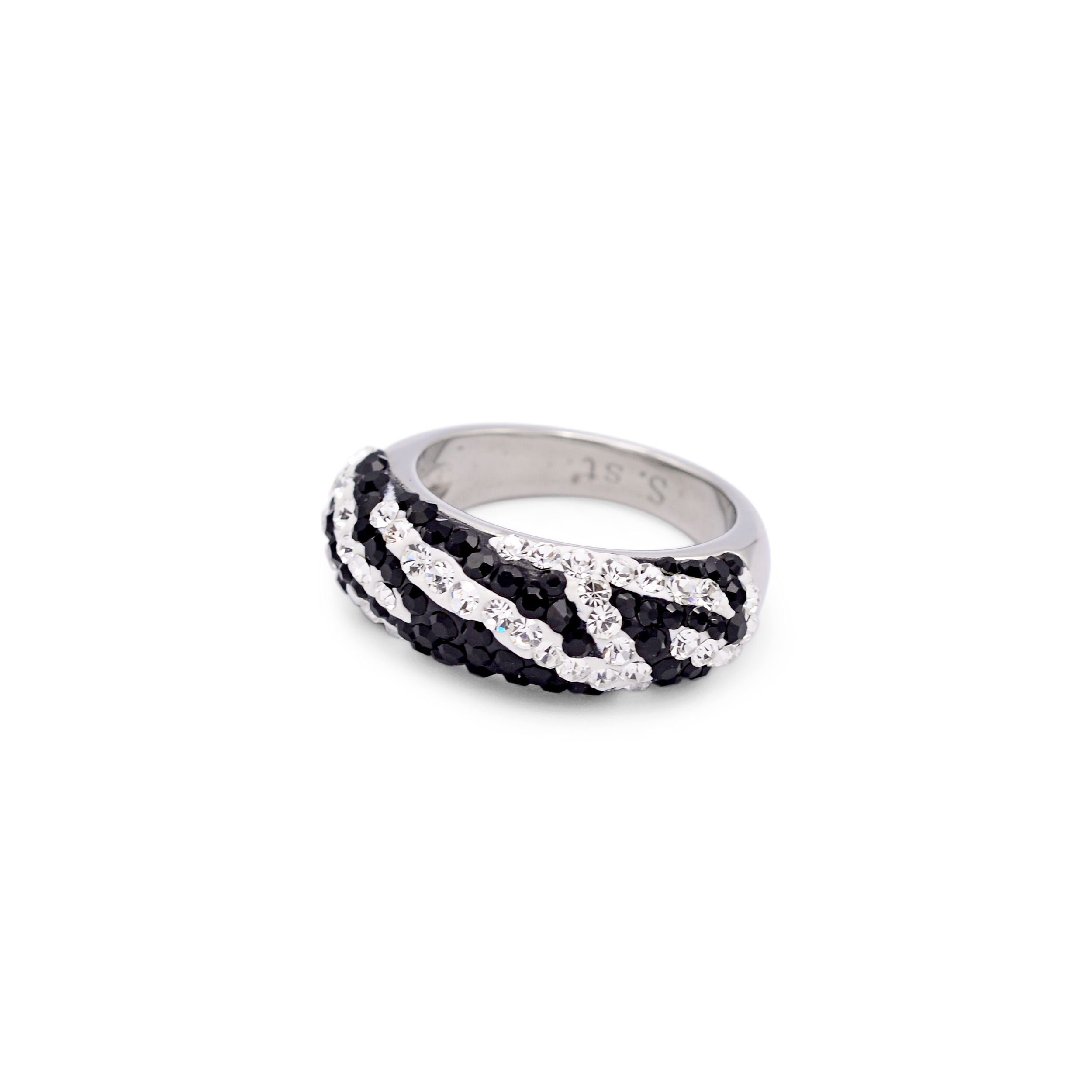 Kingka Fingerring Glamour, Damen Ring mit Zirkonia schwarz weiß, Schmuck Ge günstig online kaufen