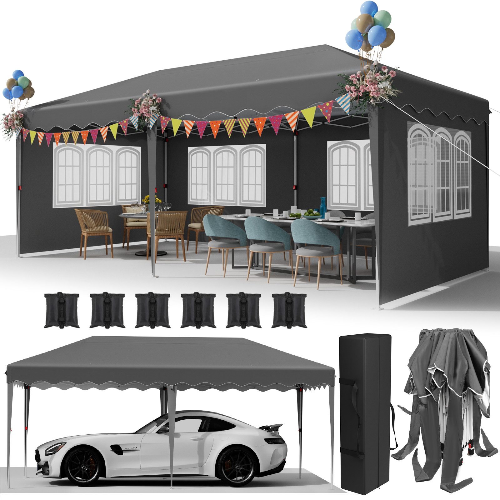 TLGREEN Faltpavillon 3x6M wasserdicht Pavillon, Partyzelt, günstig online kaufen