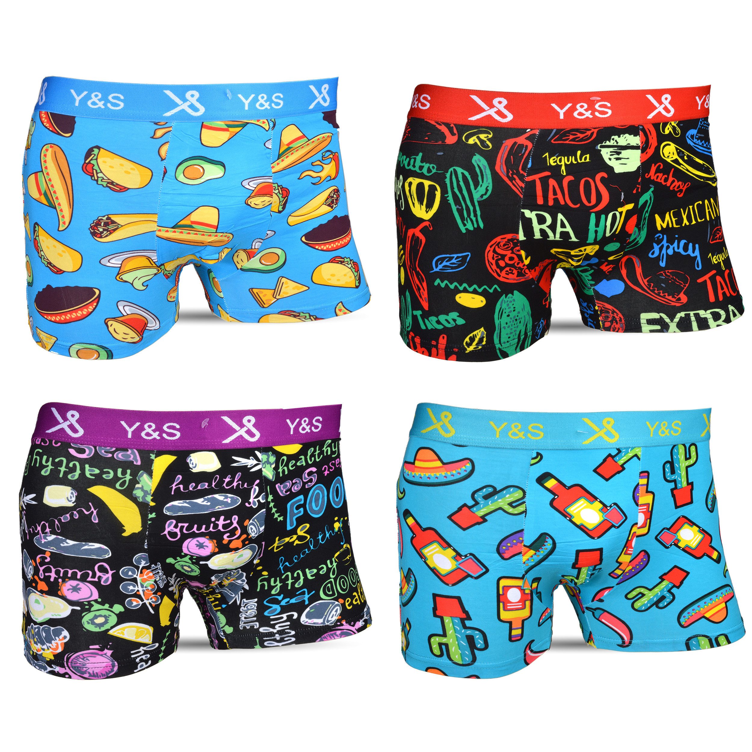 Socked Boxershorts bunte Unterhosen (4-St) bunte, lustige, farbige Retroshorts