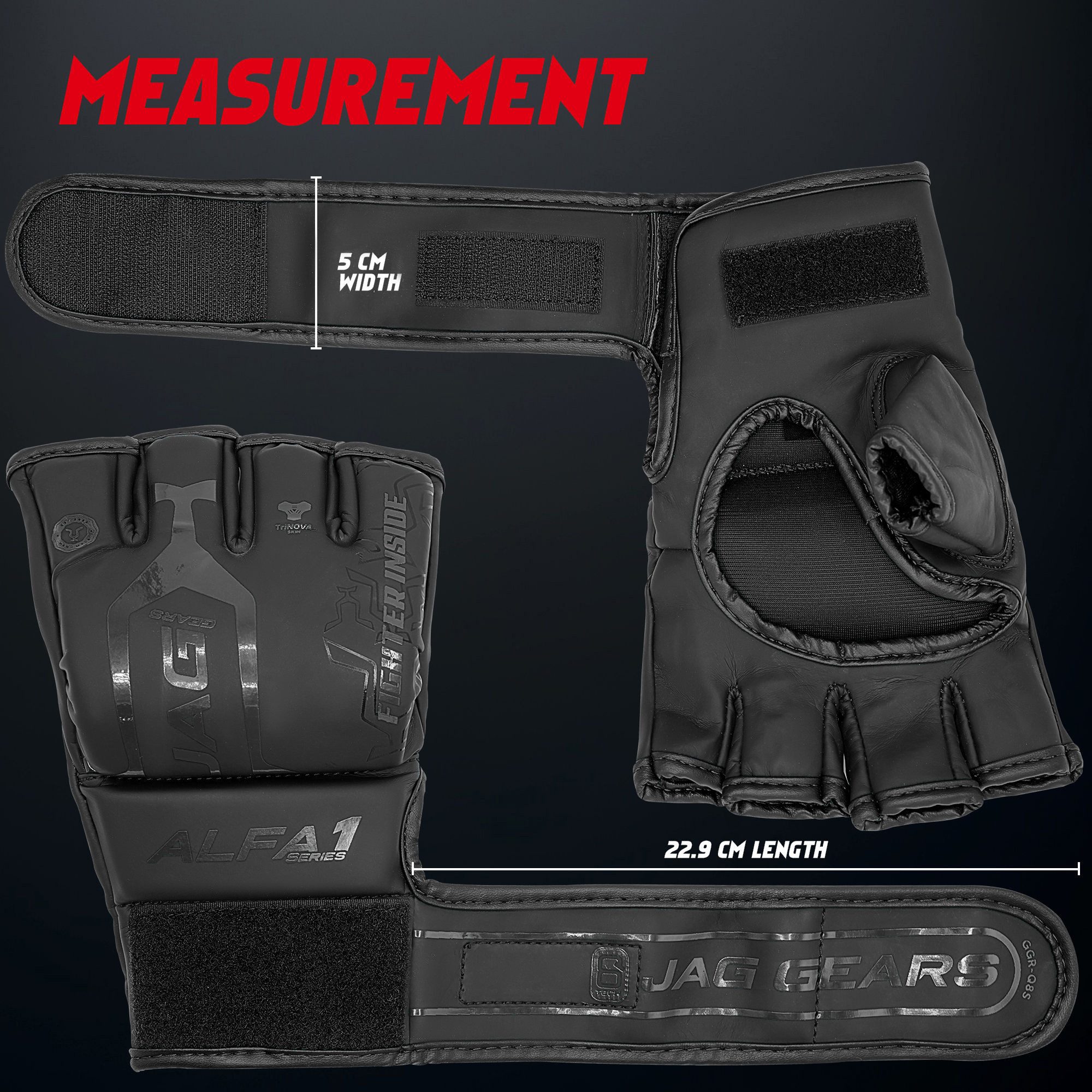 JAG GEARS MMA-Handschuhe MMA-Handschuhe Boxen Kickboxen Grappling und Sparring Handgelenkschutz (Set), Open-Palm MMA Gloves mit High-Density Knöchel- & Handschutz