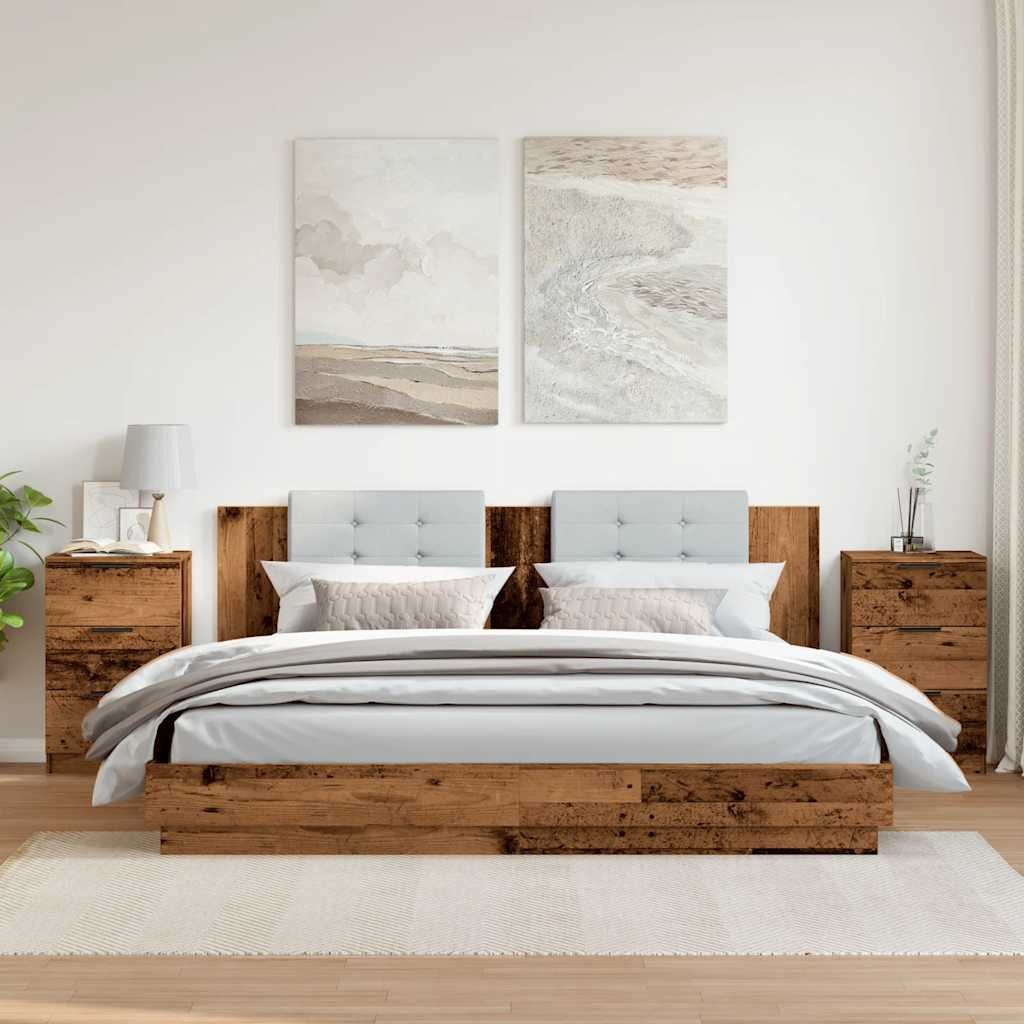 vidaXL Nachttisch Nachttische 2 Stk. Altholz-Optik 40x36x65 cm Holzwerkstoff (2-St)