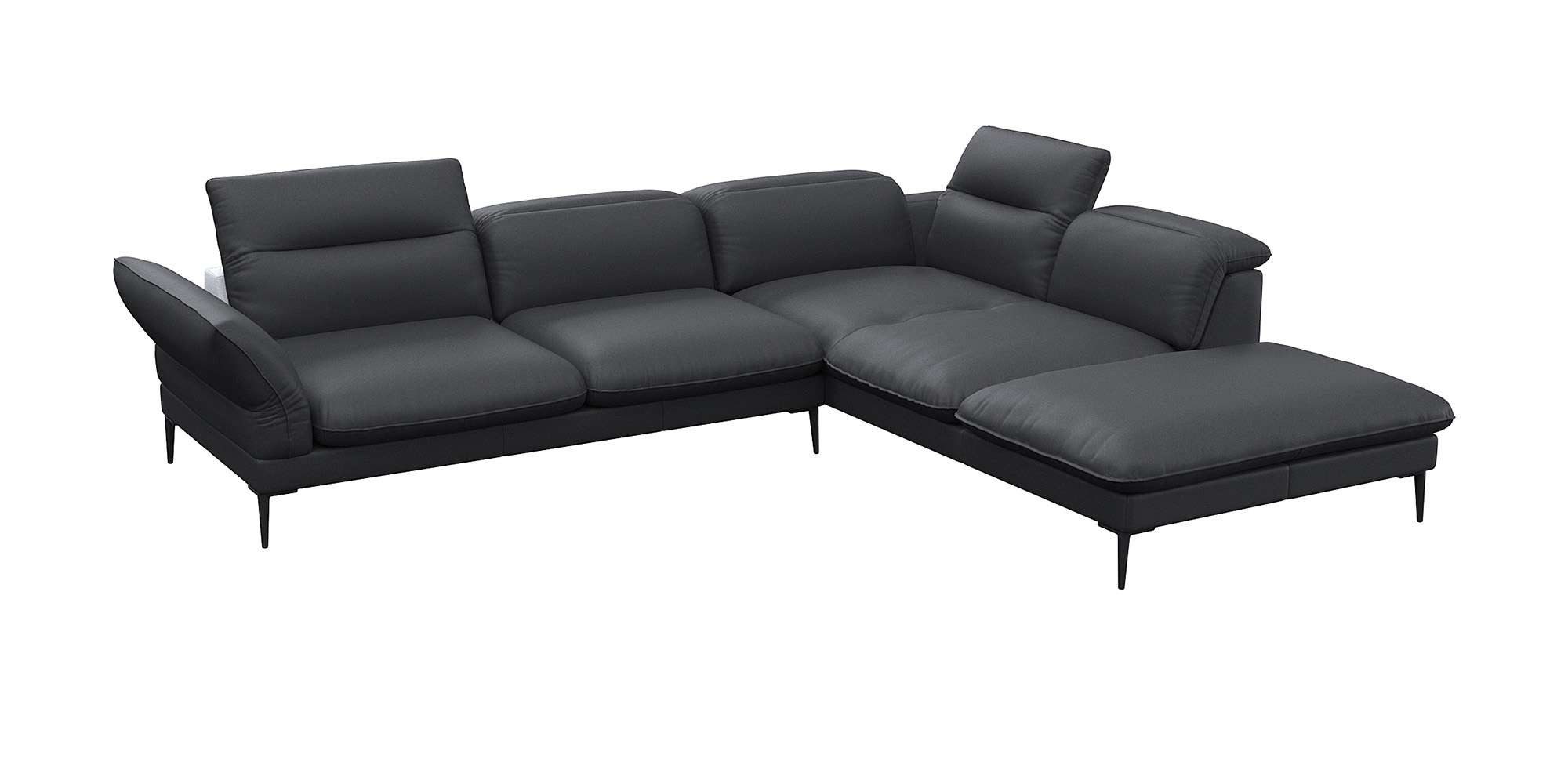 FLEXLUX Ecksofa Salino, Funktionssofa mit Ottomane, Relaxsofa, Ecksofa, Sofa mit Arm- und Kopfteil-Verstellungen, Kaltschaum & Stahl-Wellen