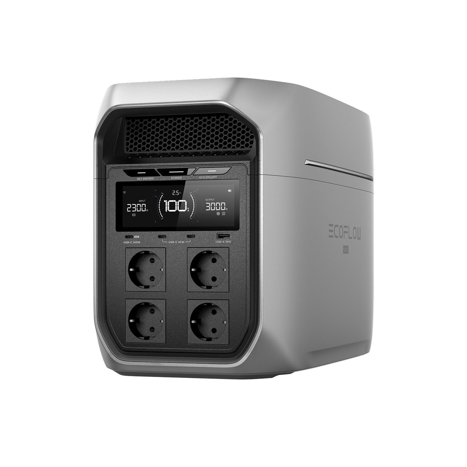 Ecoflow ECOFLOW Delta 3 Max Plus tragbare Powerstation 2 048 Wh Powerstation 3 000 W AC-Ausgang 0–80% Ladung in 47 Min, erweiterbar auf 10 kWh, LiFePO4 Batterie, 10 ms USV-Backup