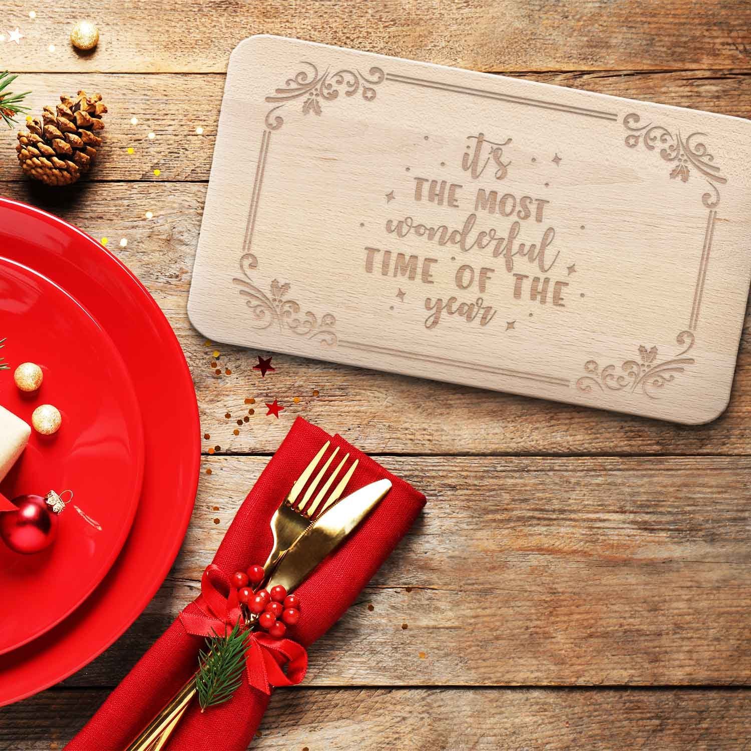 Schneidebrett the Frühstücksbrettchen Gravur, mit GRAVURZEILE Holz Geschenk zum of aus - und It´s Weihnachtsdeko, Wichteln most als Zu the Year für Kinder Weihnachten time Wonderful Nikolaus