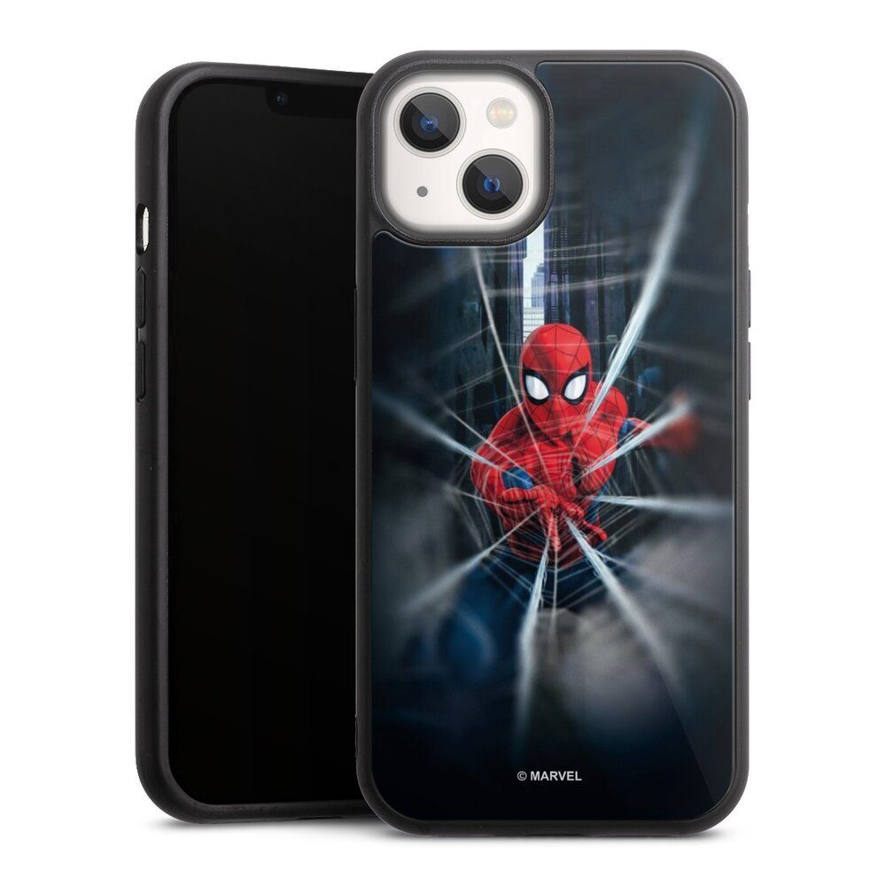 DeinDesign Handyhülle Marvel Kinofilm Spider-Man Webs In Action, Apple iPhone 13 Gallery Case Glas Hülle Schutzhülle 9H Gehärtetes Glas