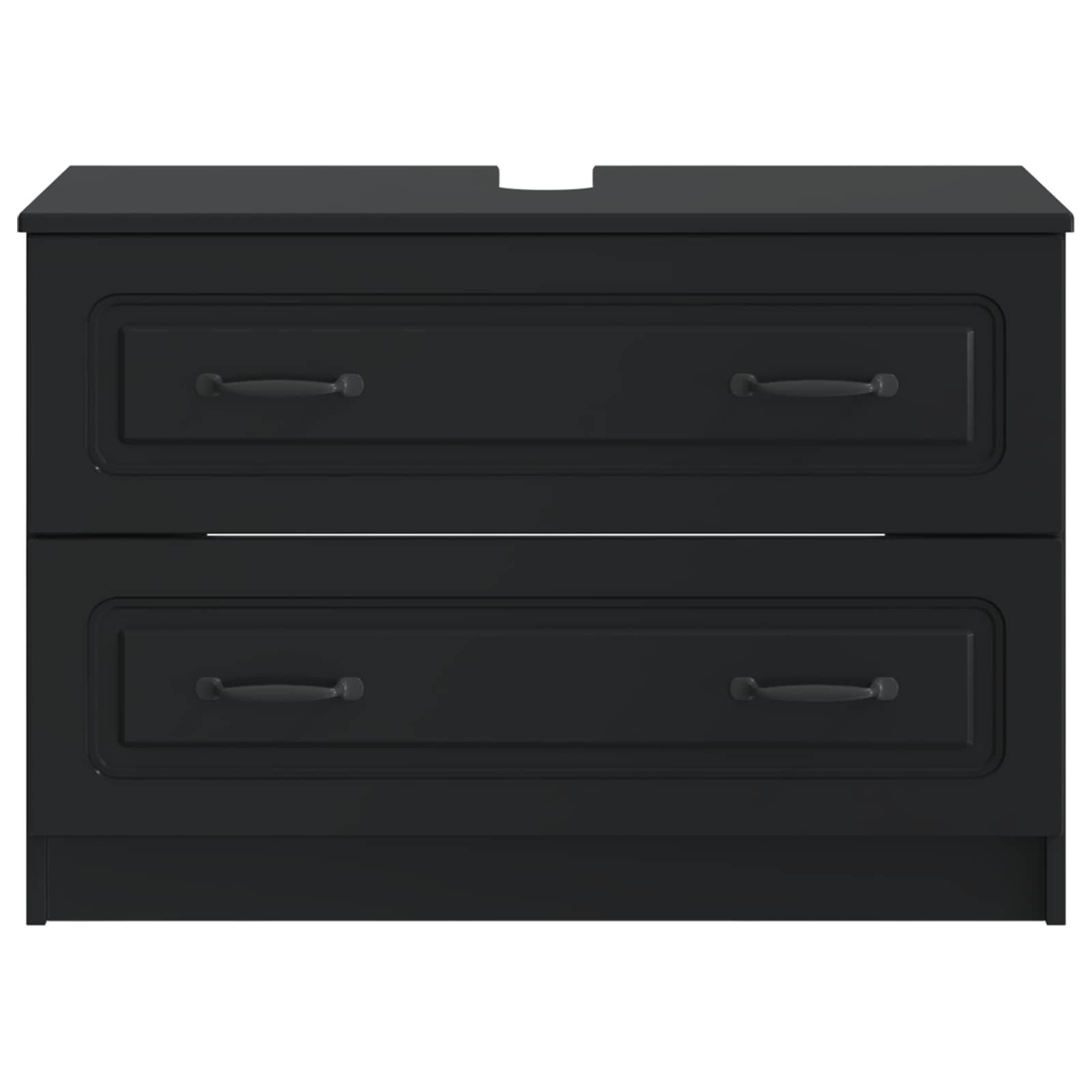 vidaXL Badezimmer-Set Waschbeckenschrank UTRECHT Schwarz 82 x 41 x 56 cm – Bild 4 von 5