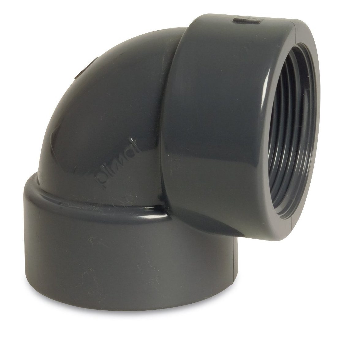 Mega Group Gewindefitting Winkel 90° PVC-U Klebemuffe x Innengewinde 10 bar, grau, Ø 20 mm x 1/2 Zoll IG (PN10)
