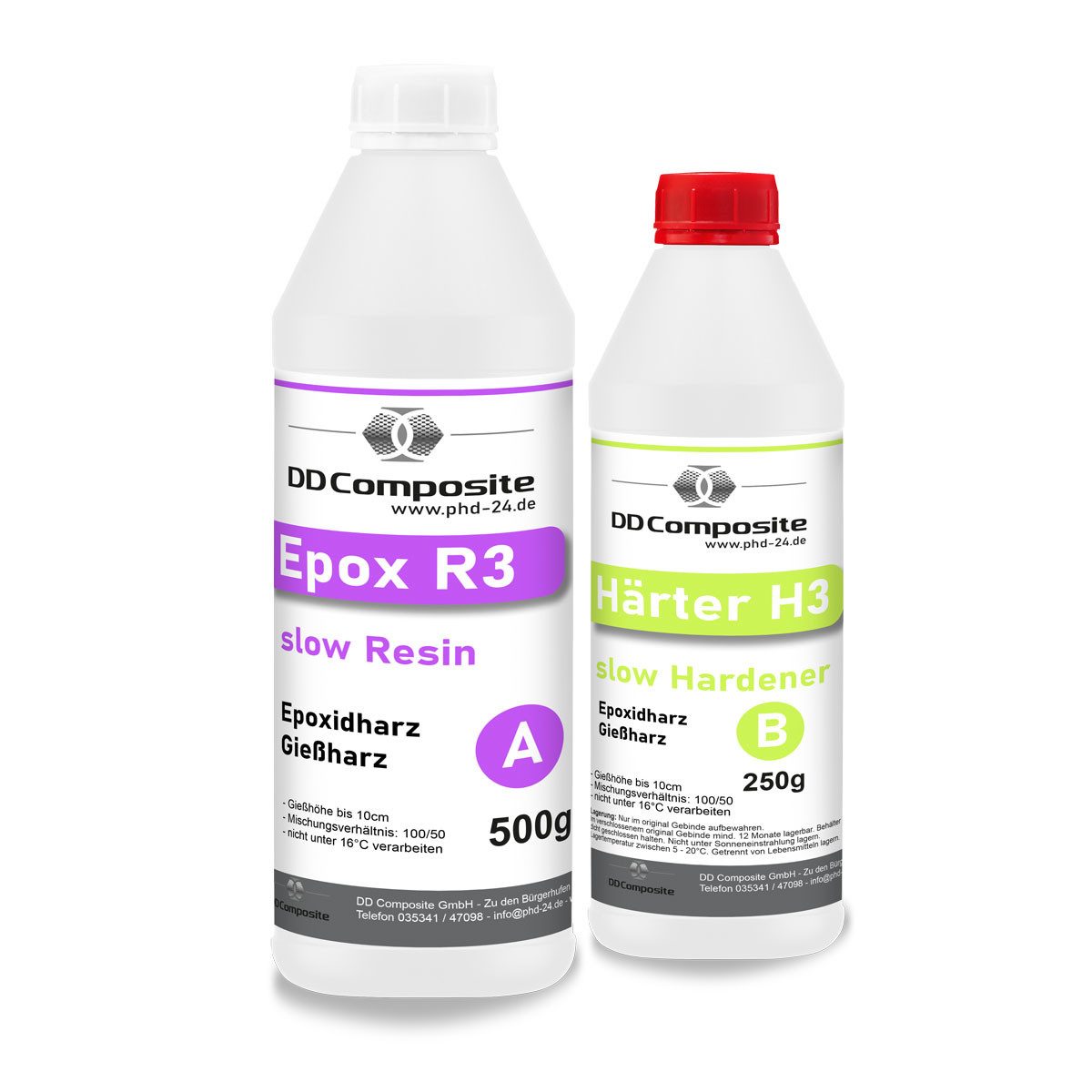 DD Composite Epoxidharz 500g Epox R3 + 250g Härter H3 slow bis 10cm (2-St), Gießharz, Kunstharz, Resin