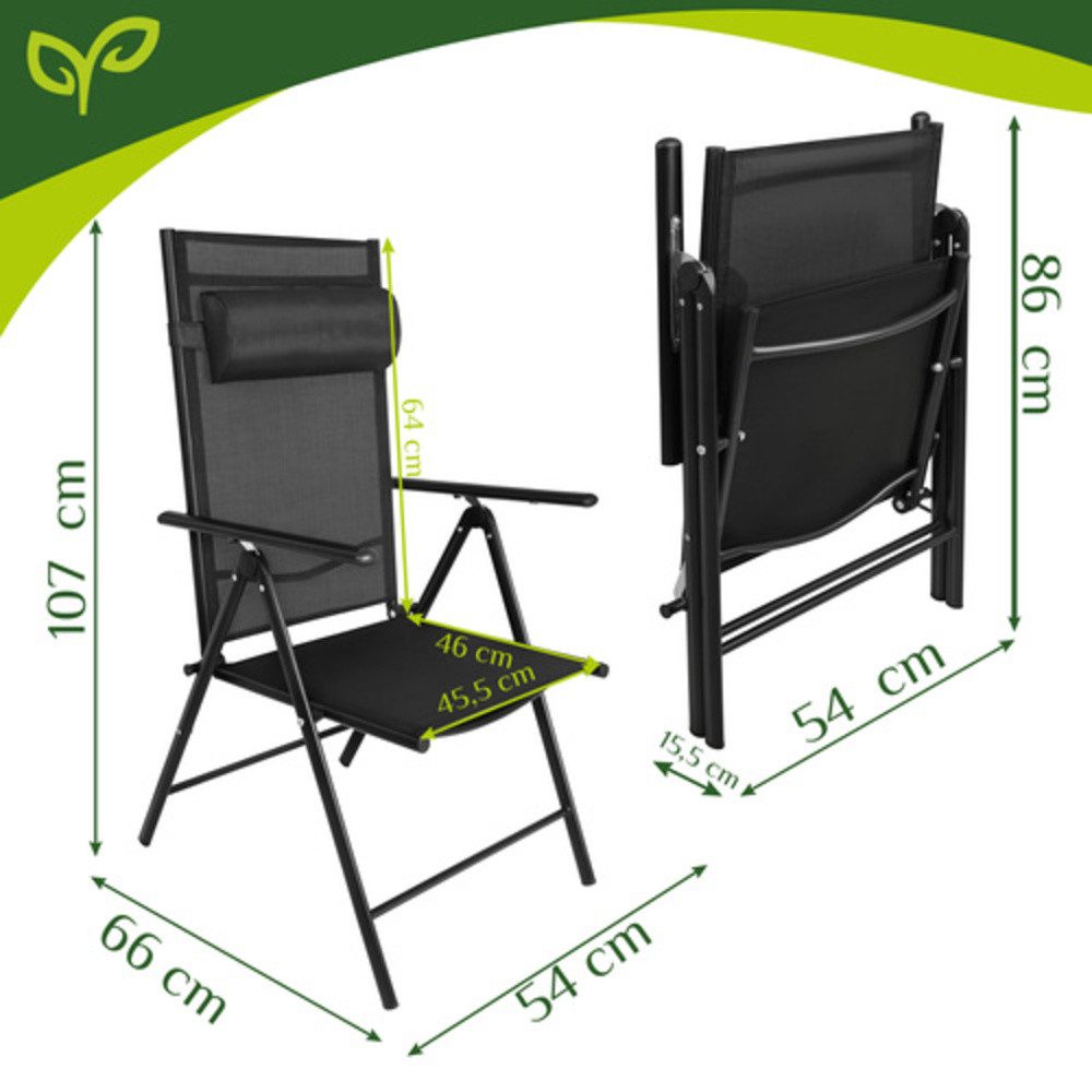 Gardlov Klappstuhl Gartenstuhl Balkonstühle (Spar-Set, 2 St), Die extra hohe Rückenlehne lässt sich mühelos anpassen