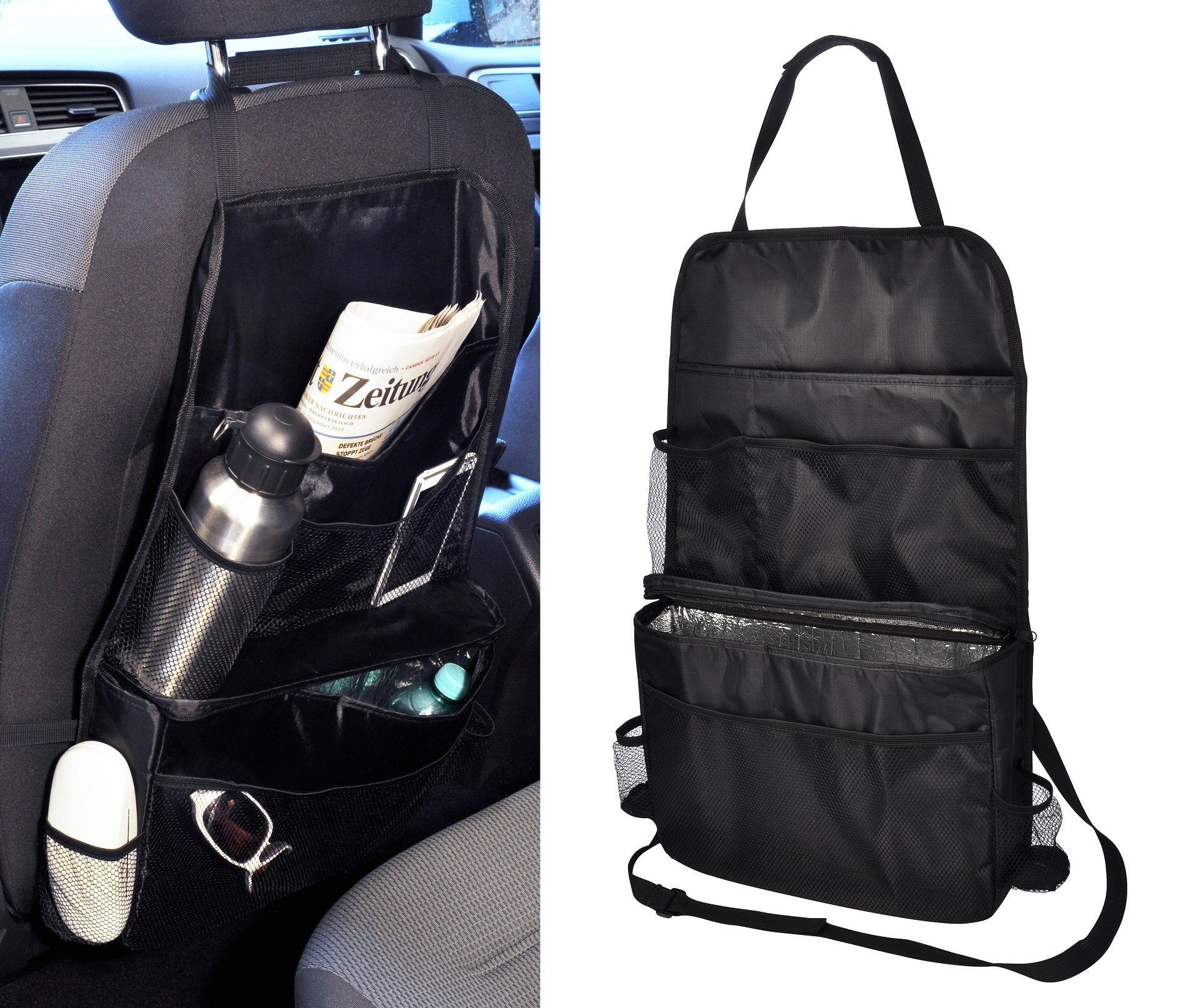 Upgrade4cars Auto Handtaschenhalter Inklusive Untersetzer für  Getränkehalter, Organizer für Handtaschen, Multifunktionale  Autositz-Tasche