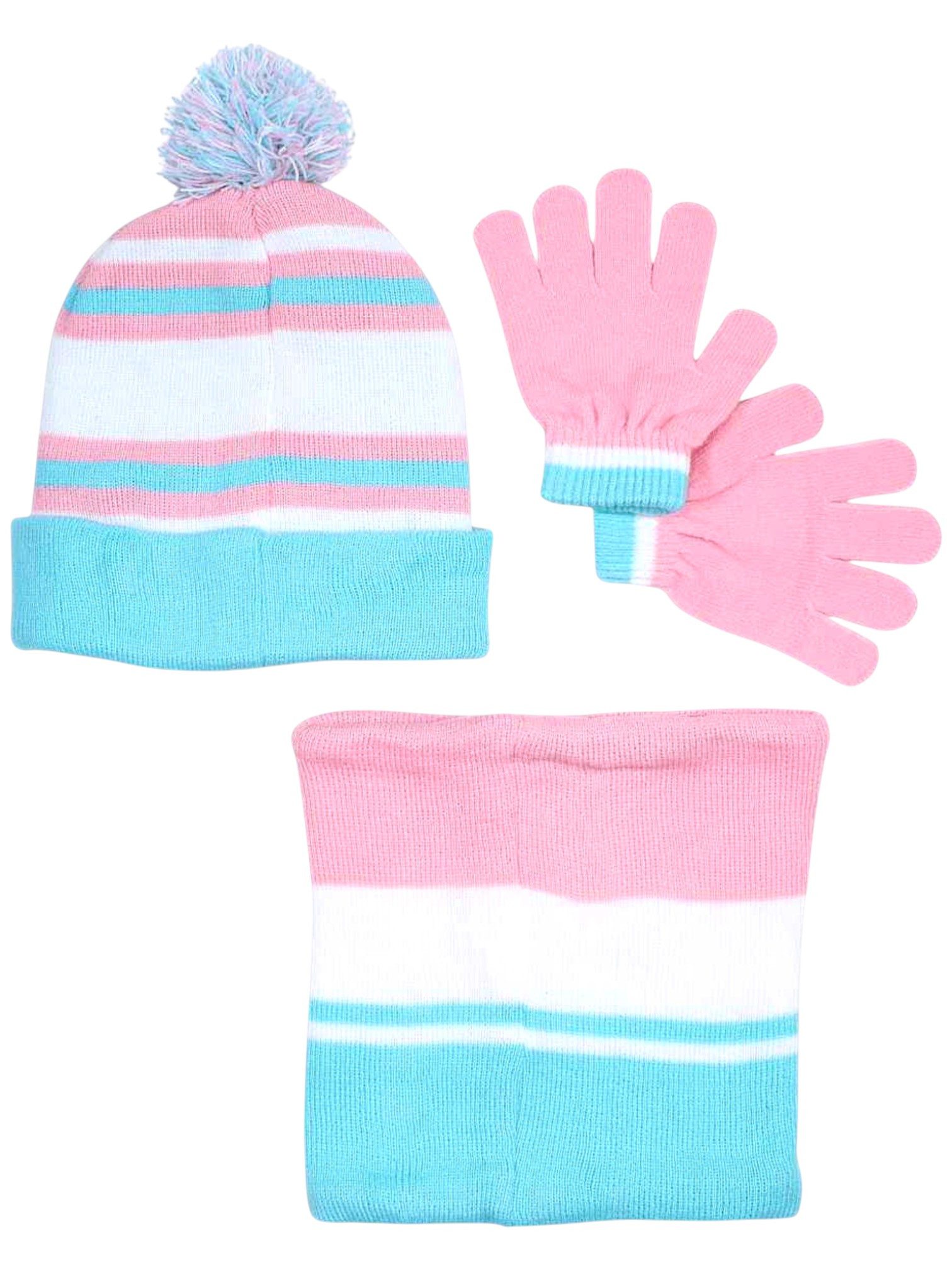 PAW PATROL Bommelmütze Skye, Everest & Liberty (3-St) Mädchen Winter-Set Mütze Einheitsgröße 2-5 Jahre