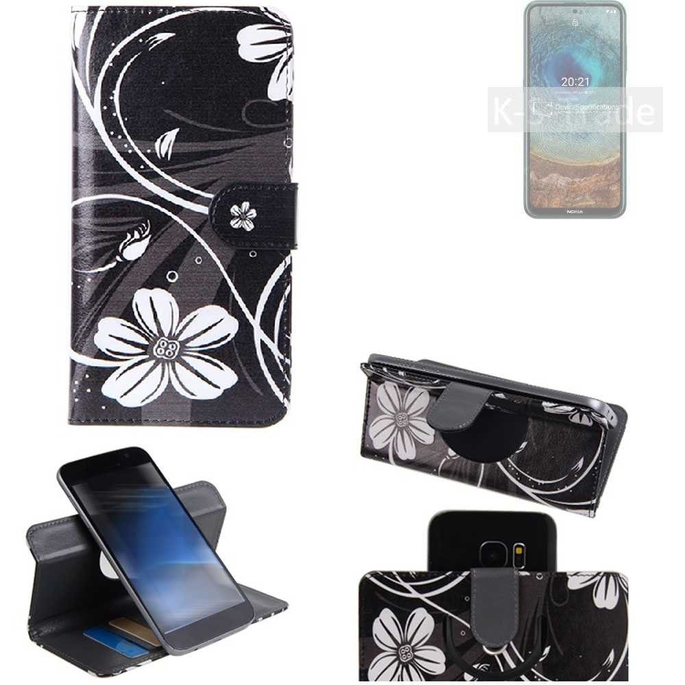 K-S-Trade Handyhülle für Nokia X10, Schutzhülle Handyhülle Hülle 360° Wallet Case ''Flowers''