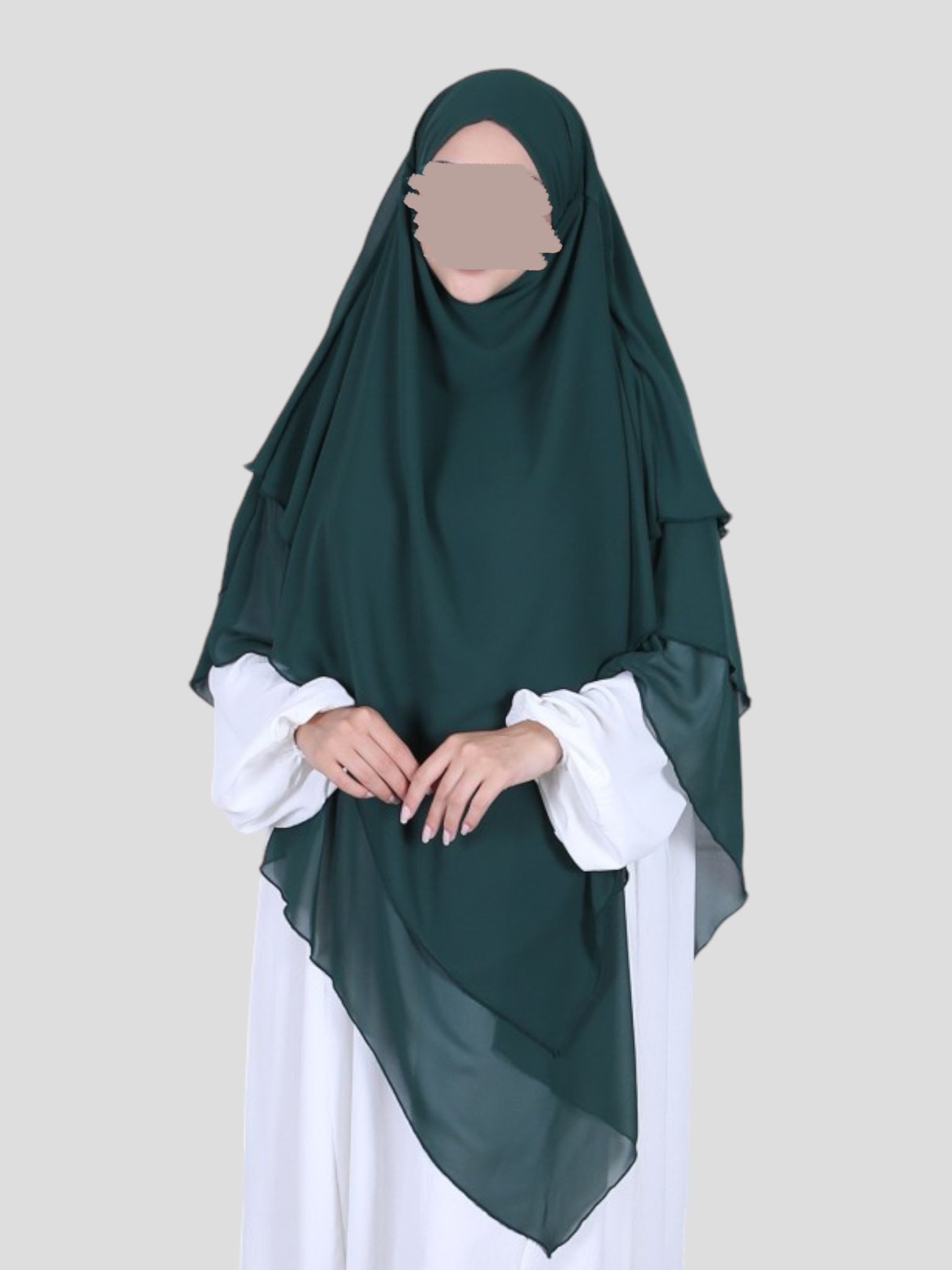 Aymasal Kopftuch Dreilagiger Khimar Chiffon Khumur Hijab Kopftuch Bedeckung locker, (Einzelstück, Einzelner Artikel), Dreilagiger Khimar aus Chiffon locker fallender Hijab für Alltag StilD