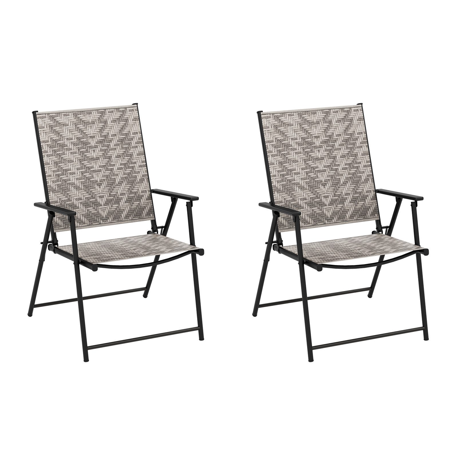 COSTWAY Gartenstuhl (2 St), Klappstühle Polyrattan Metall, für Garten