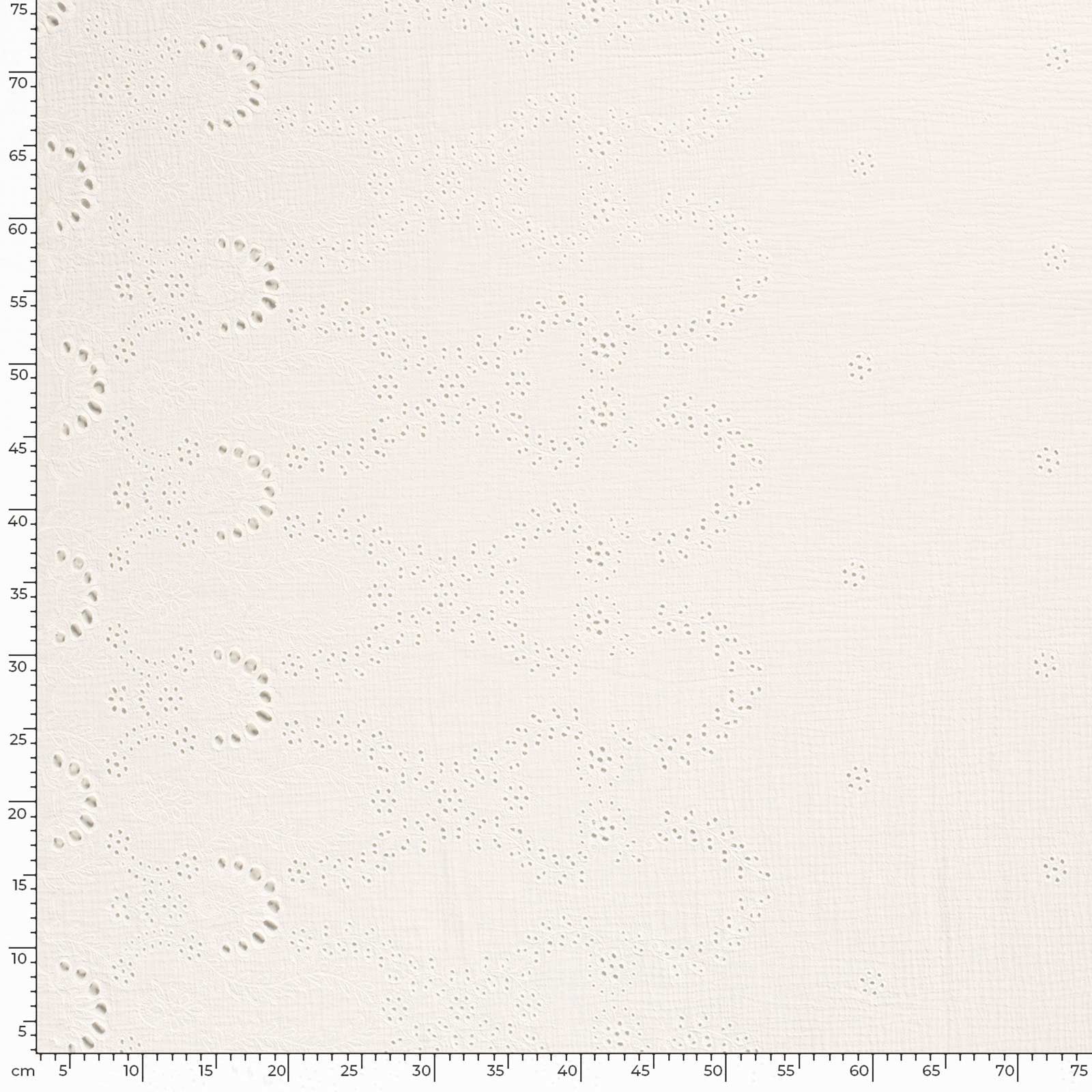 maDDma Stoff Musselin-Stoff florale Muster ab 50x130cm uni Mulltuch, 051 - perlweiß