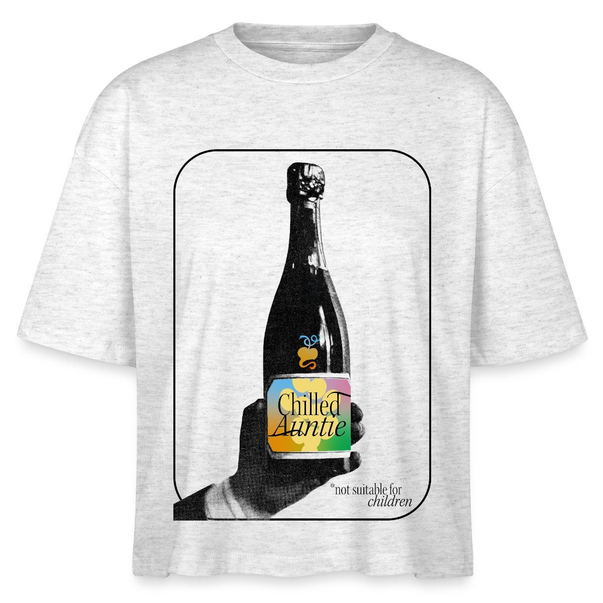 T-Shirt Chilled Auntie Pop-Art Bottle Boxy Shirt Damen