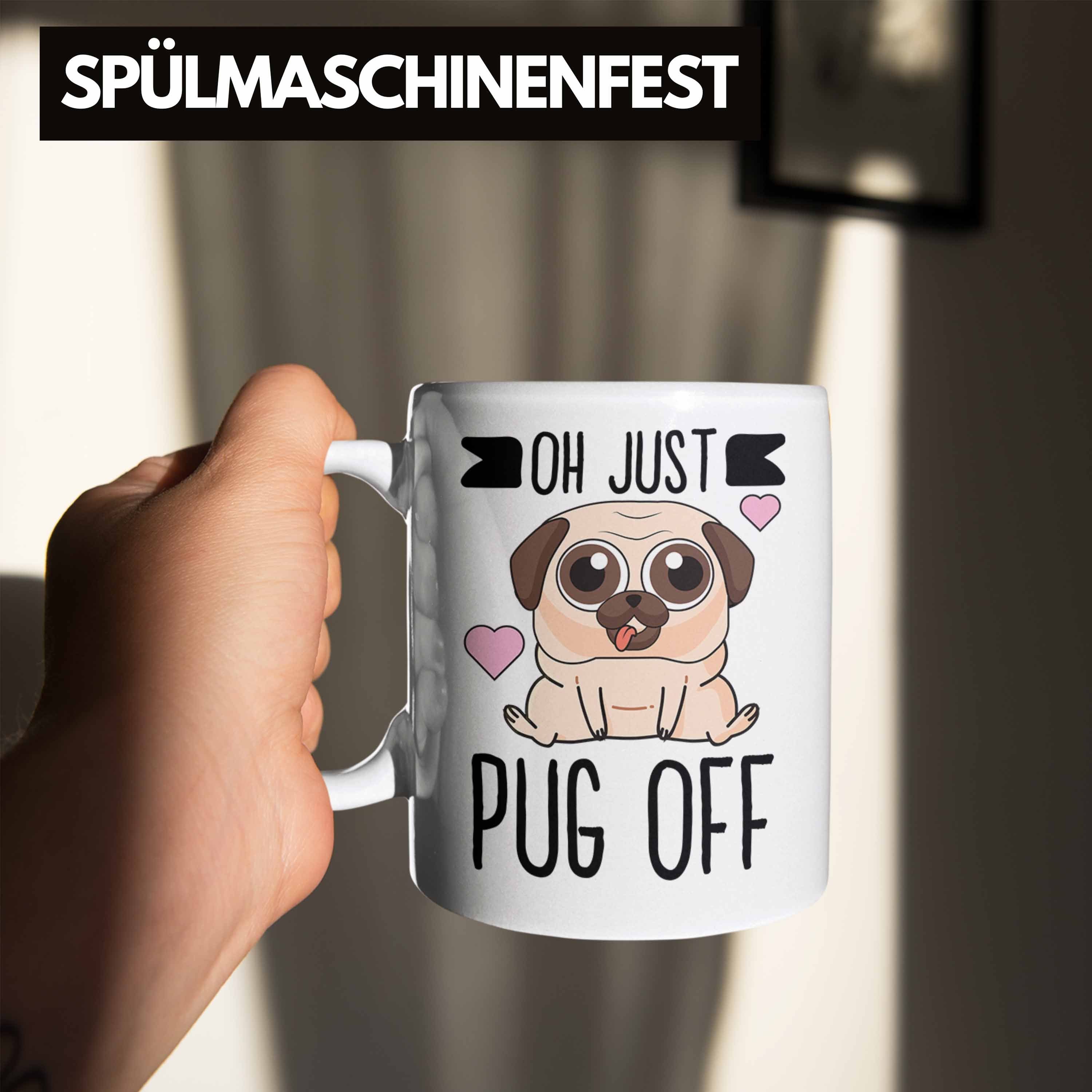 Trendation Tasse Trendation mit Weiss Lustige Kollegin - Kaffeetasse für für Just Hundeliebhaber Sprüchen Oh Off Pug Frauen Tasse