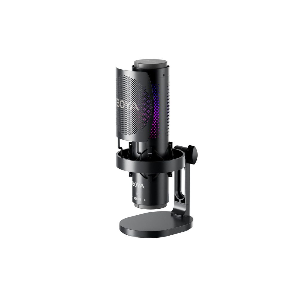 BOYA Mikrofon USB Kondensatormikrofon (Spar-Set, 1-tlg), 3 Richtcharakteristiken, RGB-Licht, Gain-Regler, USB-C