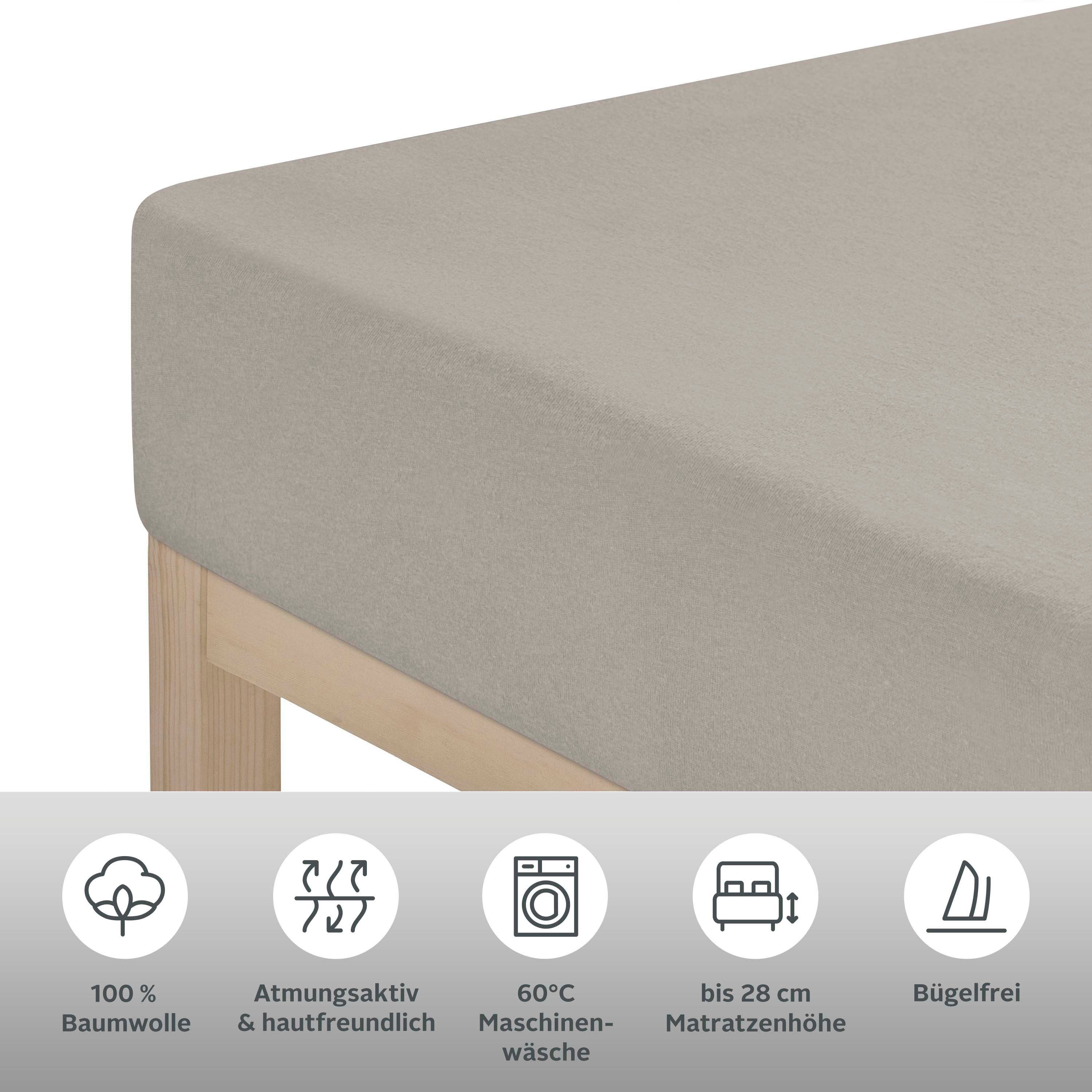 OTTO home Spannbettlaken BLACKBERRY 100% Baumwolle, Jersey, Gummizug: rundum, (1 Stück), für hohe Matratzen bis 28 cm, Bettlaken, Spannbetttuch, pflegeleicht