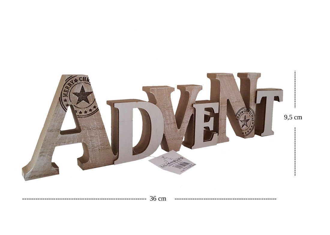 LB H&F Lilienburg Deko-Schriftzug LB H&F Schriftzug Advent Weihnachtsdeko Adventsdeko (natürlich zum hinstellen Holz Natur Winterdeko Holzaufsteller Weihnachten Winter Dekoration Tischdeko Dekofigur Dekoschriftzug Buchstaben SCHRIFTZUG ADVENT)