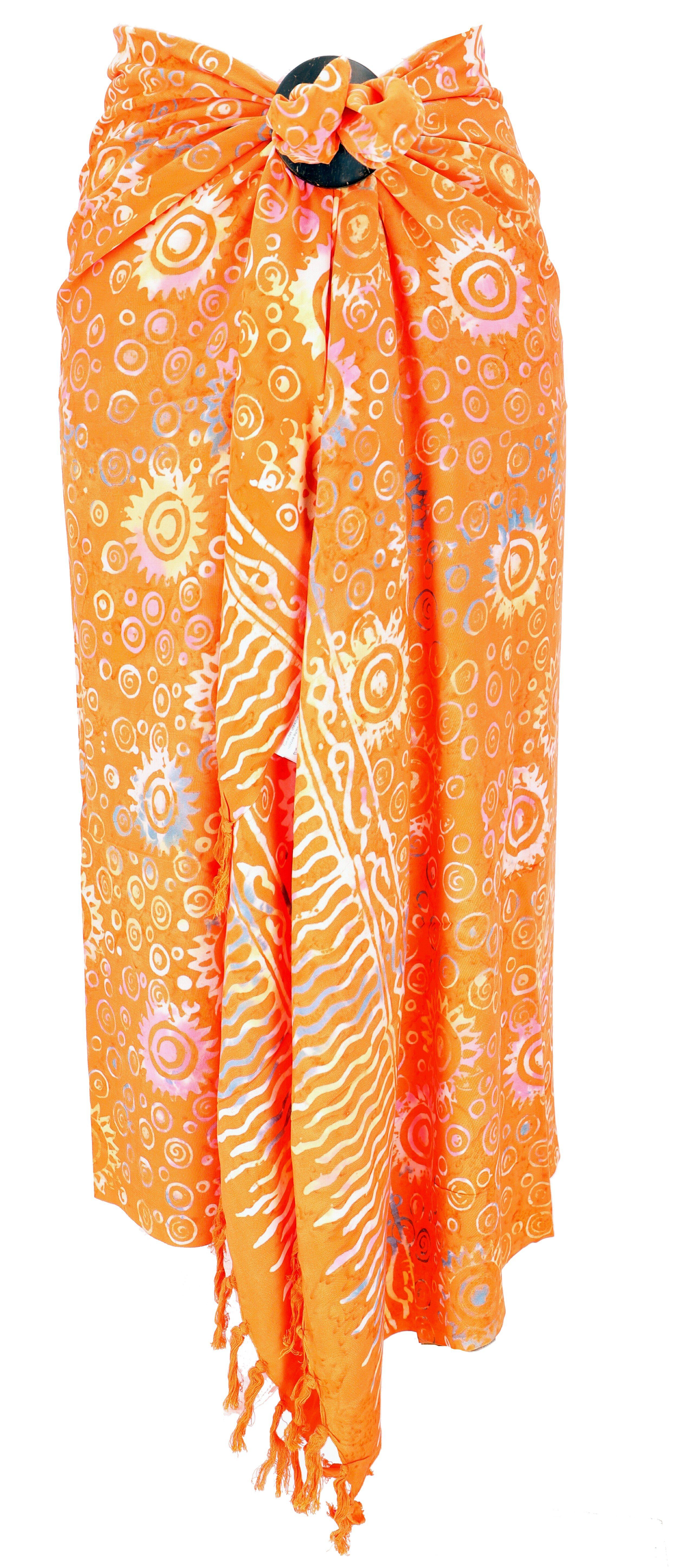 Guru-Shop Sarong Bali Sarongkleid, Batik Sarong,.. Wickelrock, 3/orange Design