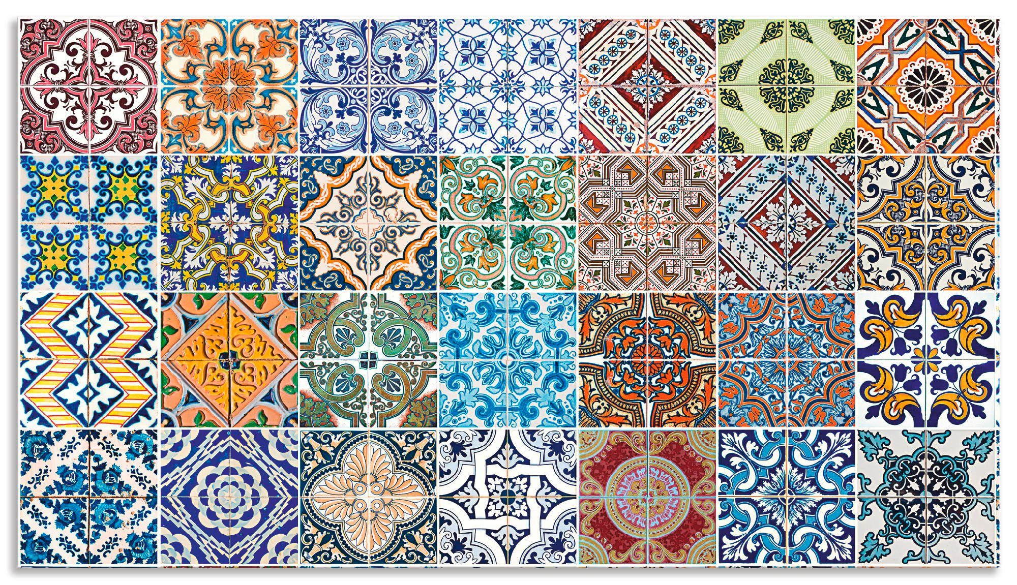 Artland Küchenrückwand "Gemusterte Keramikfliesen" Alu Spritzschutz mit Kle günstig online kaufen