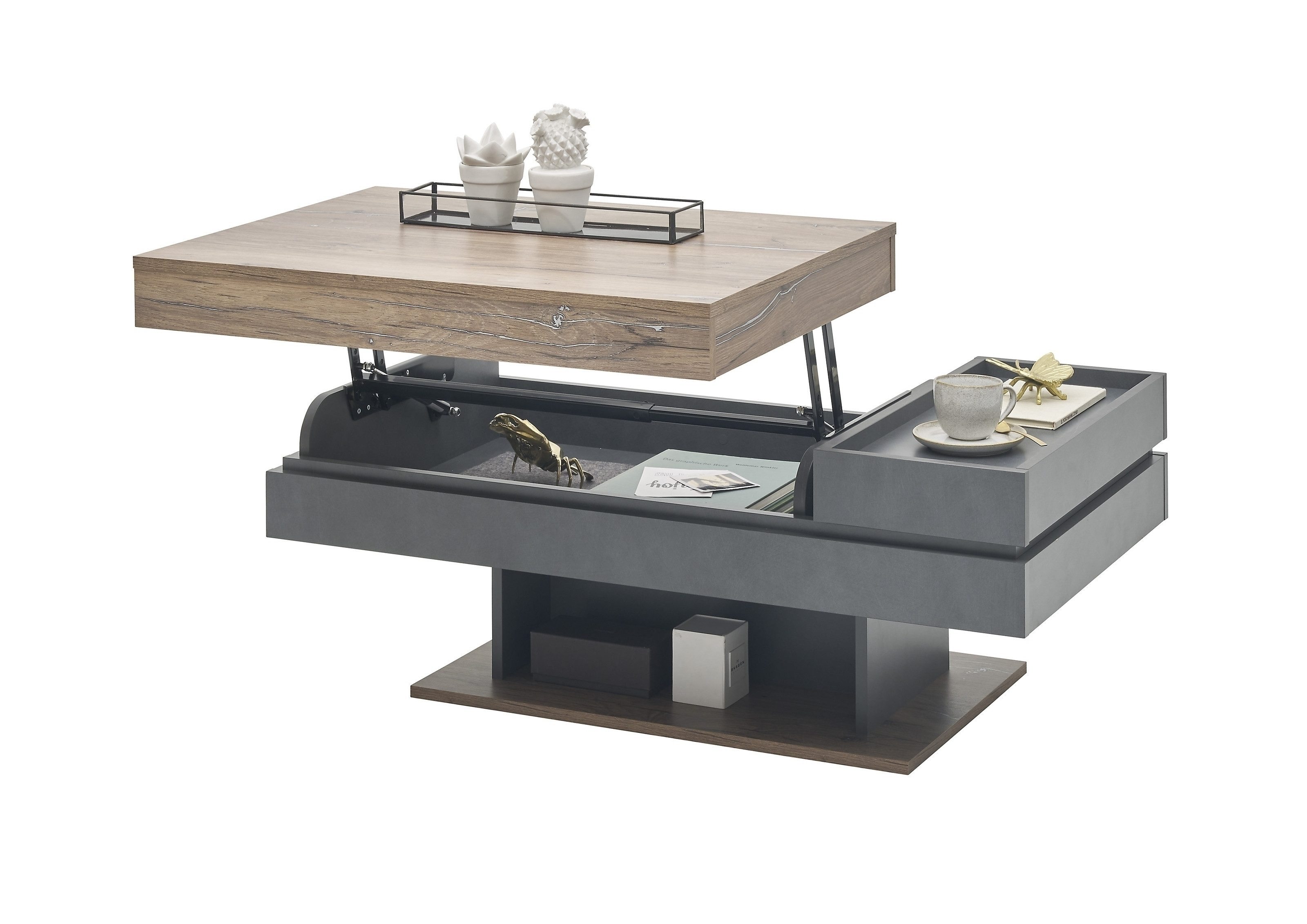 PREISBRECHER Couchtisch Kathi, höhenverstellbar, flagstaff oak, günstig online kaufen