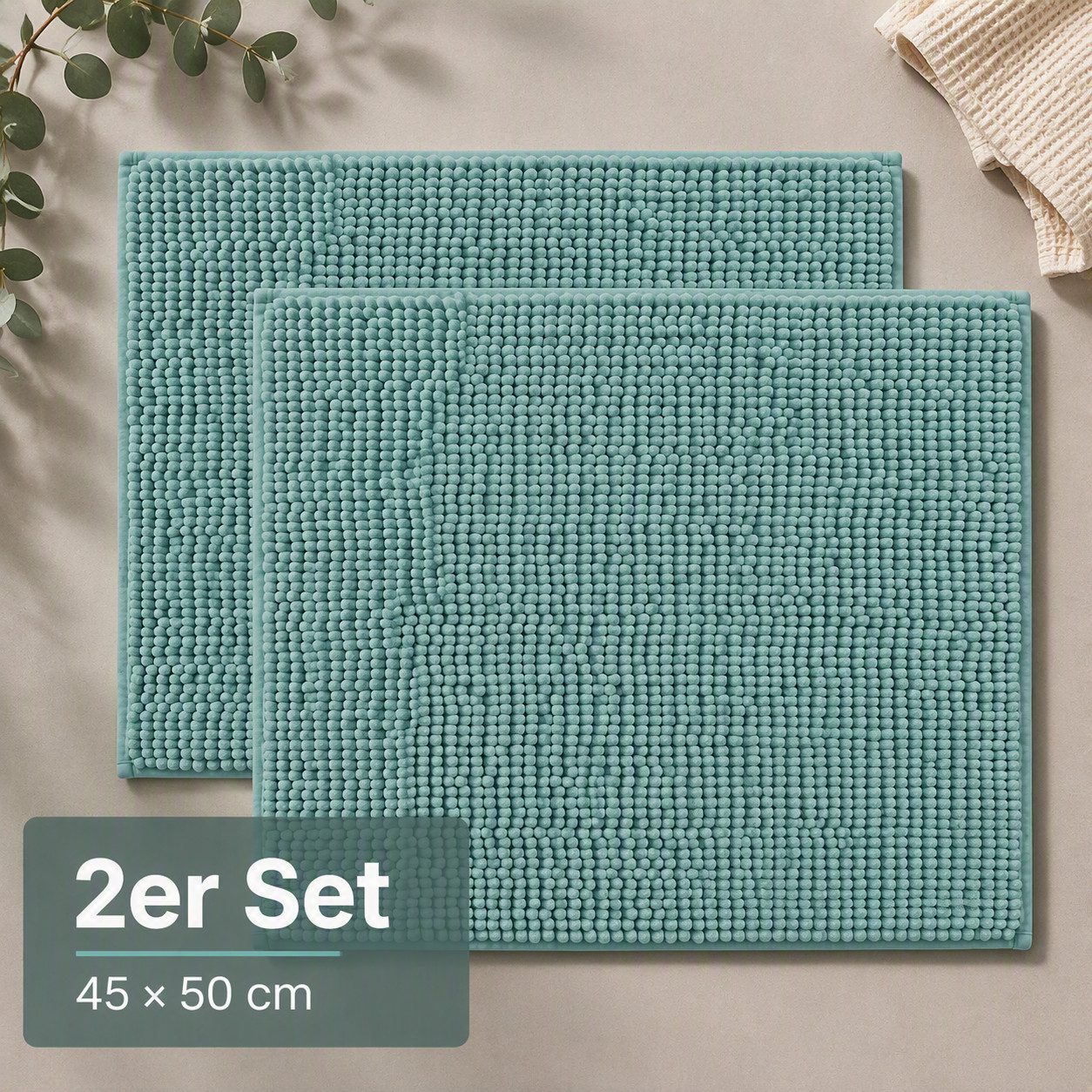 OTTO home Badematte Vanessa Chenille, Standard & Premium, 15cm oder 20cm, auch als 2er Set, rutschhemmend beschichtet, schnell trocknend, strapazierfähig, fußbodenheizungsgeeignet, Polyester, rechteckig, 2-tlg. 45 cm x 50 cm, Uni Farben, besonders weich,