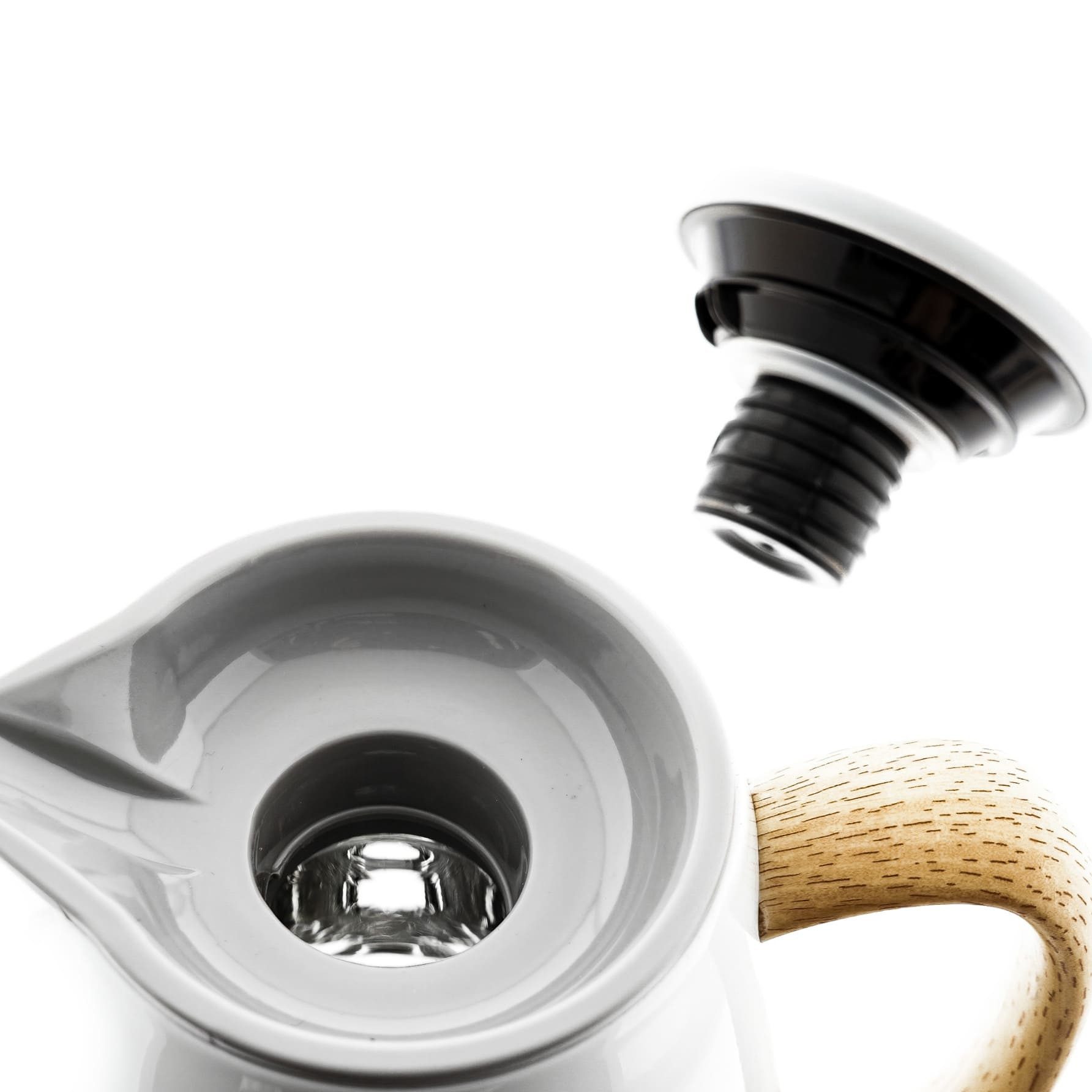 MATO Isolierkanne 1L aus Edelstahl mit ergonomischem Holzgriff & Push-Down-Button, (1-St)
