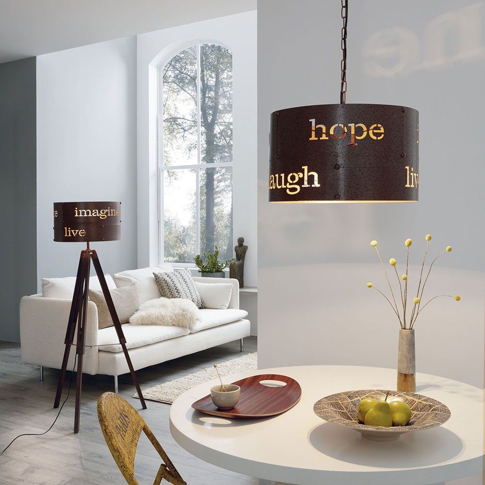 EGLO Pendel Leuchtmittel Retro inklusive, nicht Wohn Zimmer Dekor Decken Deckenleuchte, Stanzungen rost Leuchte