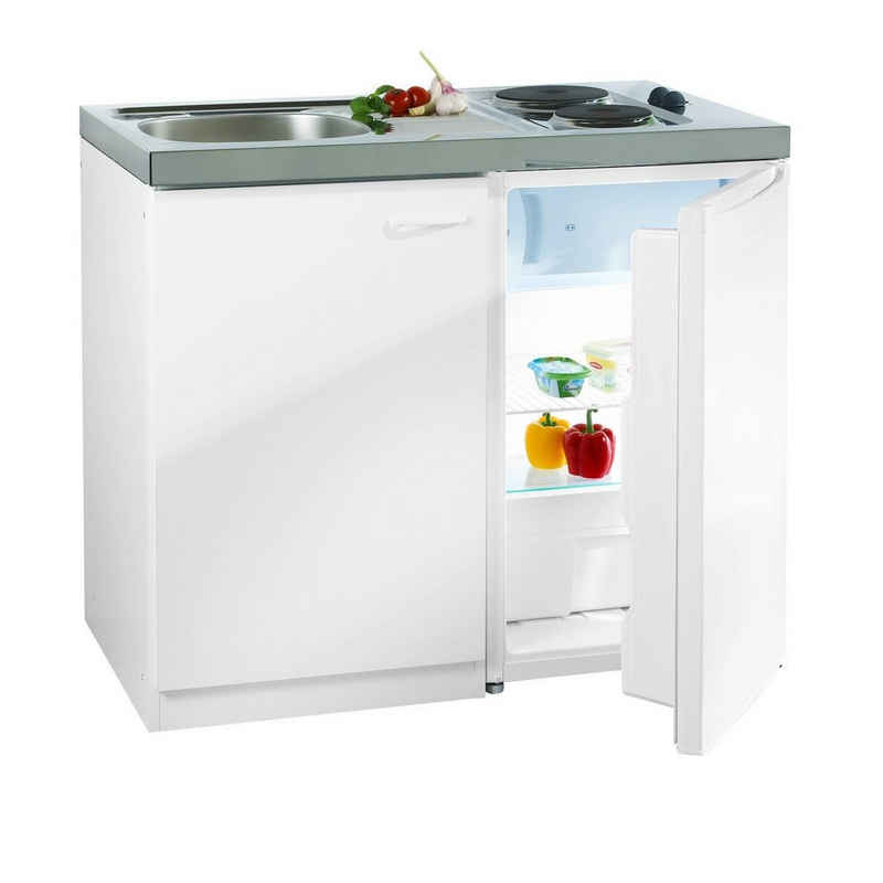 RESPEKTA Miniküche Amrum aus der Serie Levin mit DUO Kochmulde und Kühlschrank