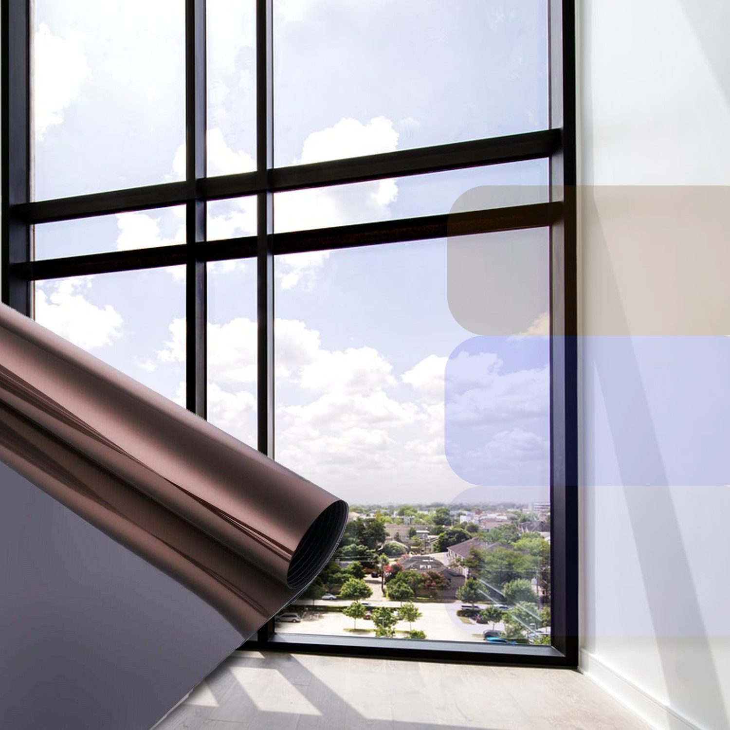 sa roca Sonnenschutz-Fensterfolie Spiegelfolie UV-Schutz Folie für Fenster innen Hitzeschutzfolie, Glatt, Laufmeterware - bis zu 50m an einem Stück