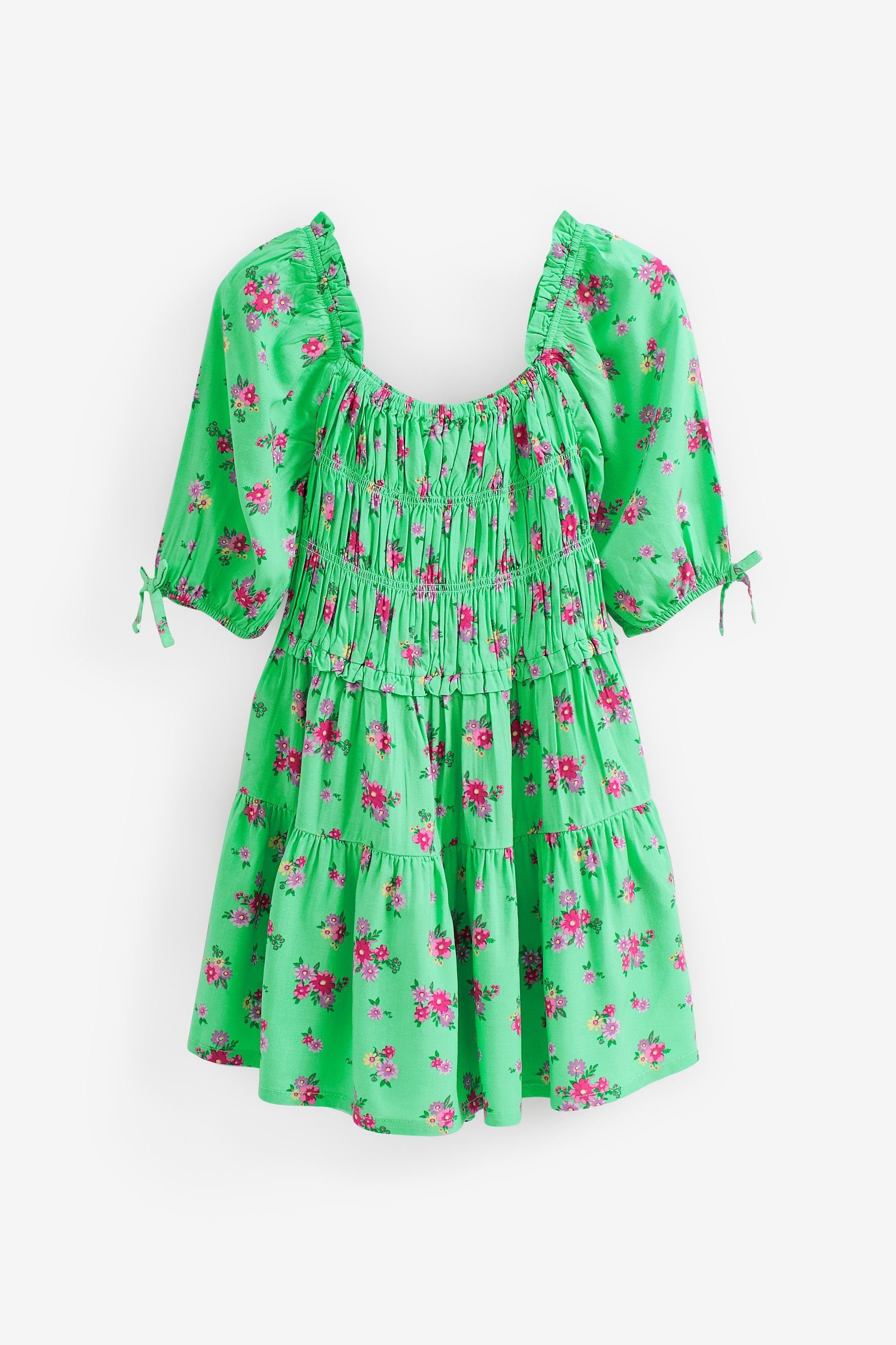 Print Gesmoktes Smokkleid Kleid Green Next (1-tlg) mit Ditsy
