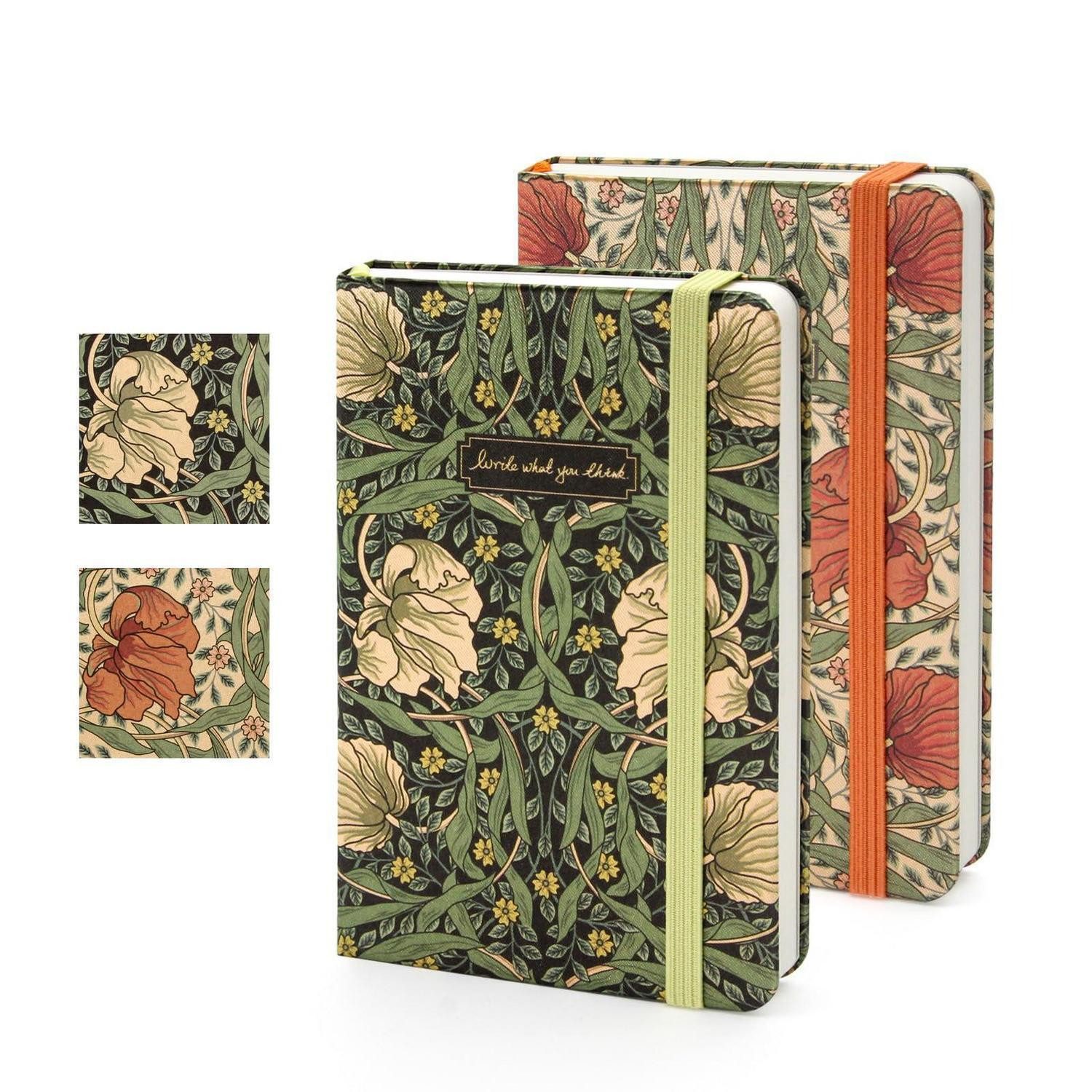 LuxusKollektion Notizbuch Notizbuch A6 Blanko 2er Set Stoffbezug Golddruck
