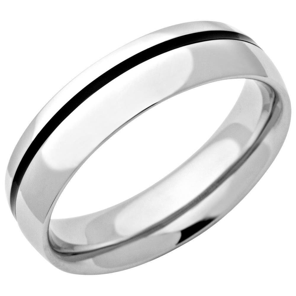 Unique Fingerring Edelstahlring glänzend Silber mit schwarzem Inlay 6mm Uni günstig online kaufen