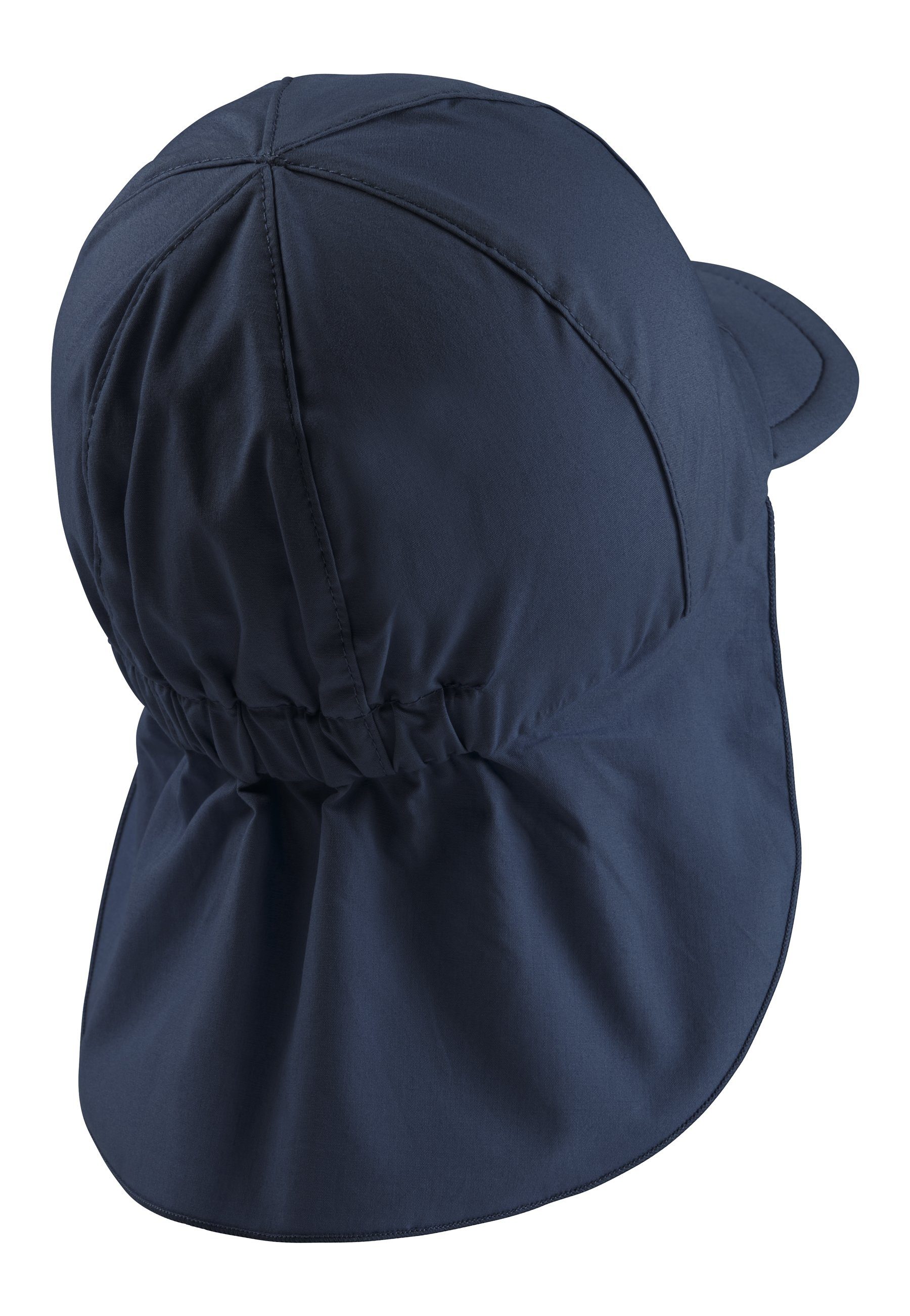 50+ UV-Popeline Sommermütze für und Kinder) mit Schirmmütze idealer aus UV-Schutz marine Schirmmütze (1-St., Nackenschutz Kinderhut Sterntaler® mit Bindeband Sonnenschutz