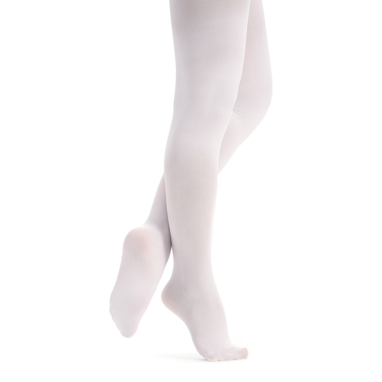 wunderbar strapazierfähig elastisch weich, Damen weiß Strumpfhose Kira tanzmuster und Ballettstrumpfhose mit Fuß