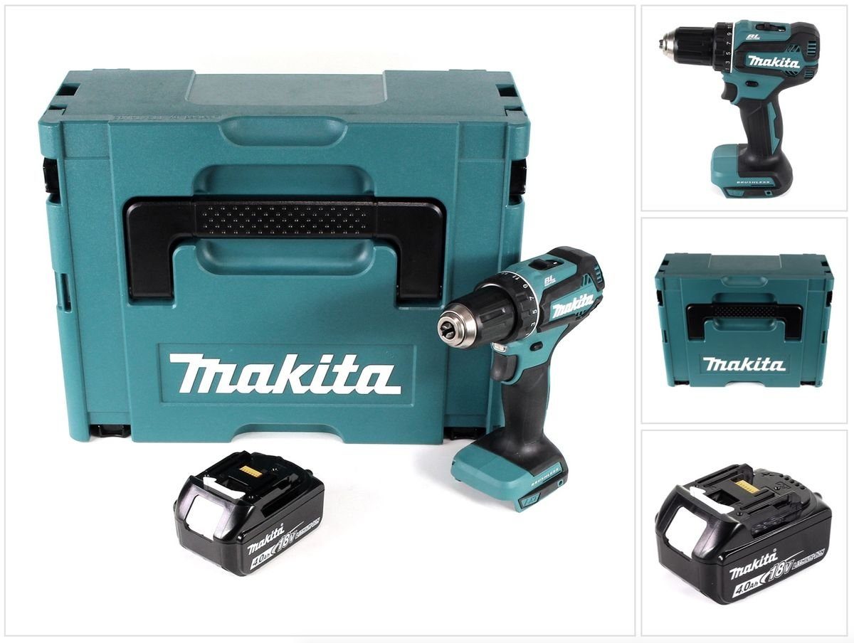 Makita Säulenbohrmaschine DDF 485 M1J Akku Bohrschrauber 18V 50Nm Solo im Makpac + 1x 4,0 Ah Ak