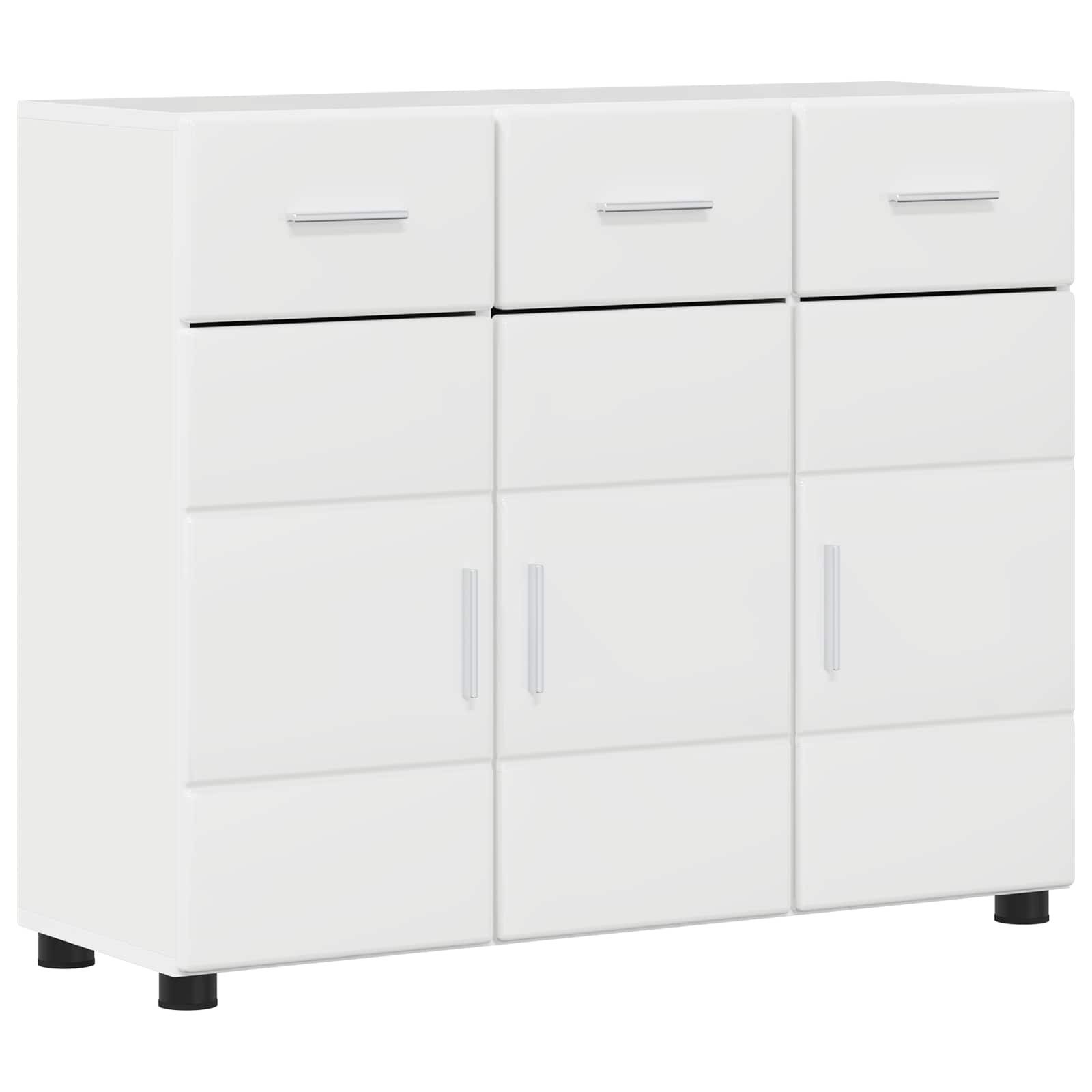 vidaXL Wohnzimmer-Set Sideboard FLORIN 88,5 x 30,5 x 73 cm Hochglanz Weiß, (1-St)