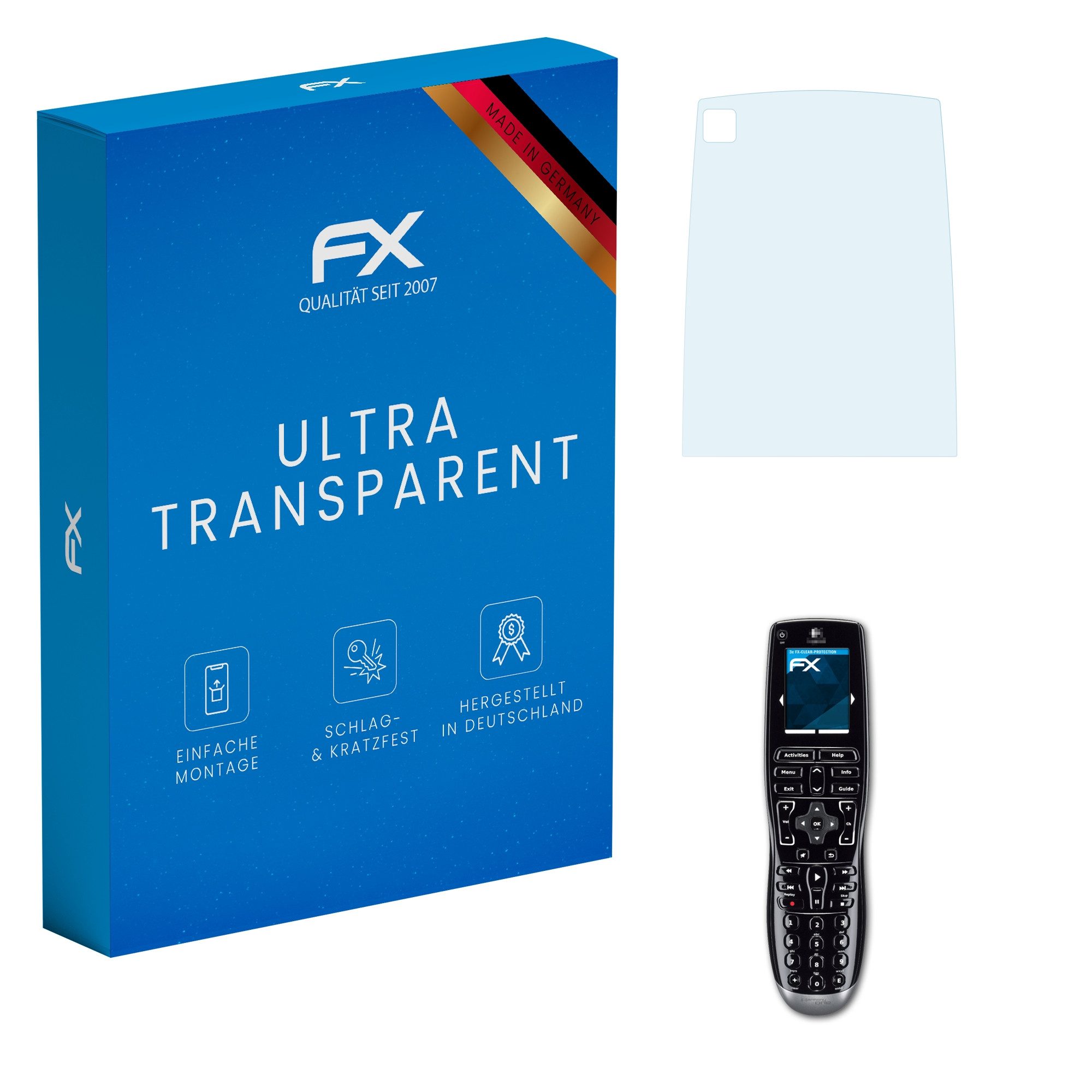 atFoliX Schutzfolie Displayschutz für Logitech Harmony One Advanced, (3 Folien), Ultraklar und hartbeschichtet