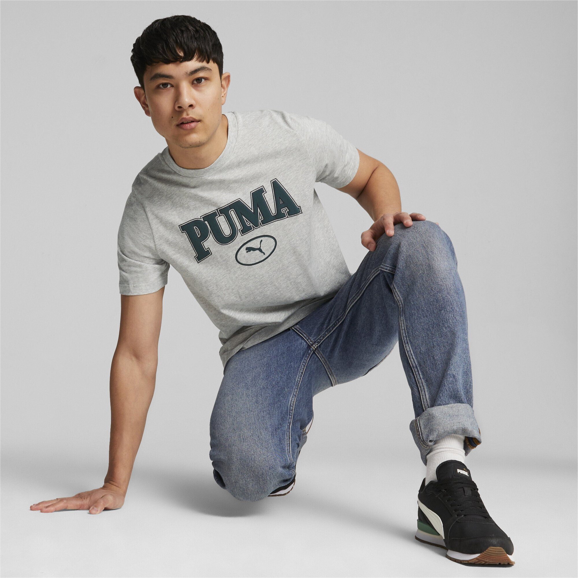 Herren PUMA Heather T-Shirt PUMA SQUAD T-Shirt Light Gray