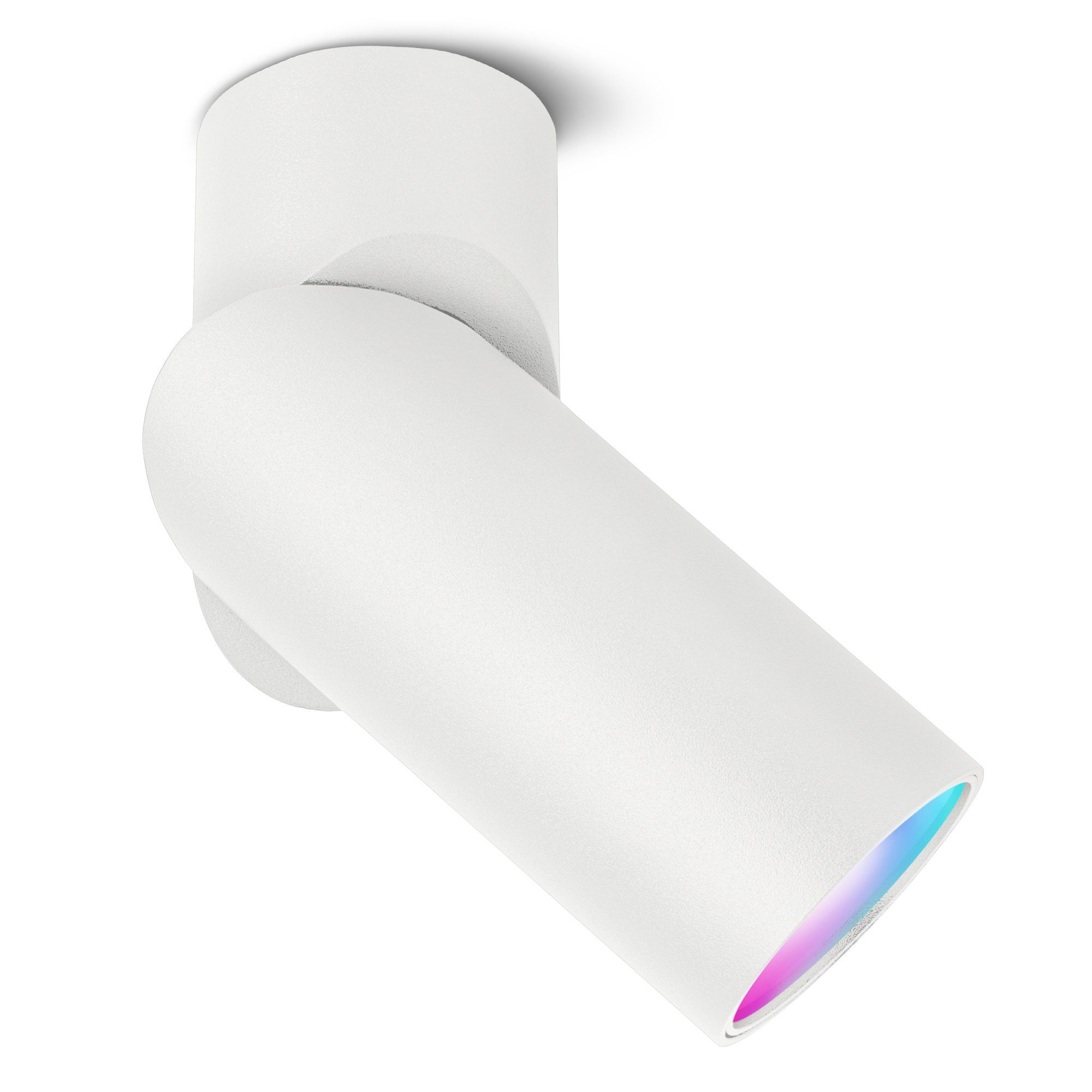 SSC-LUXon LED Aufbaustrahler TOBI-L Spot Aufbauleuchte schwenkbar weiss mit WiFi RGB LED GU10, RGB & Weißtöne