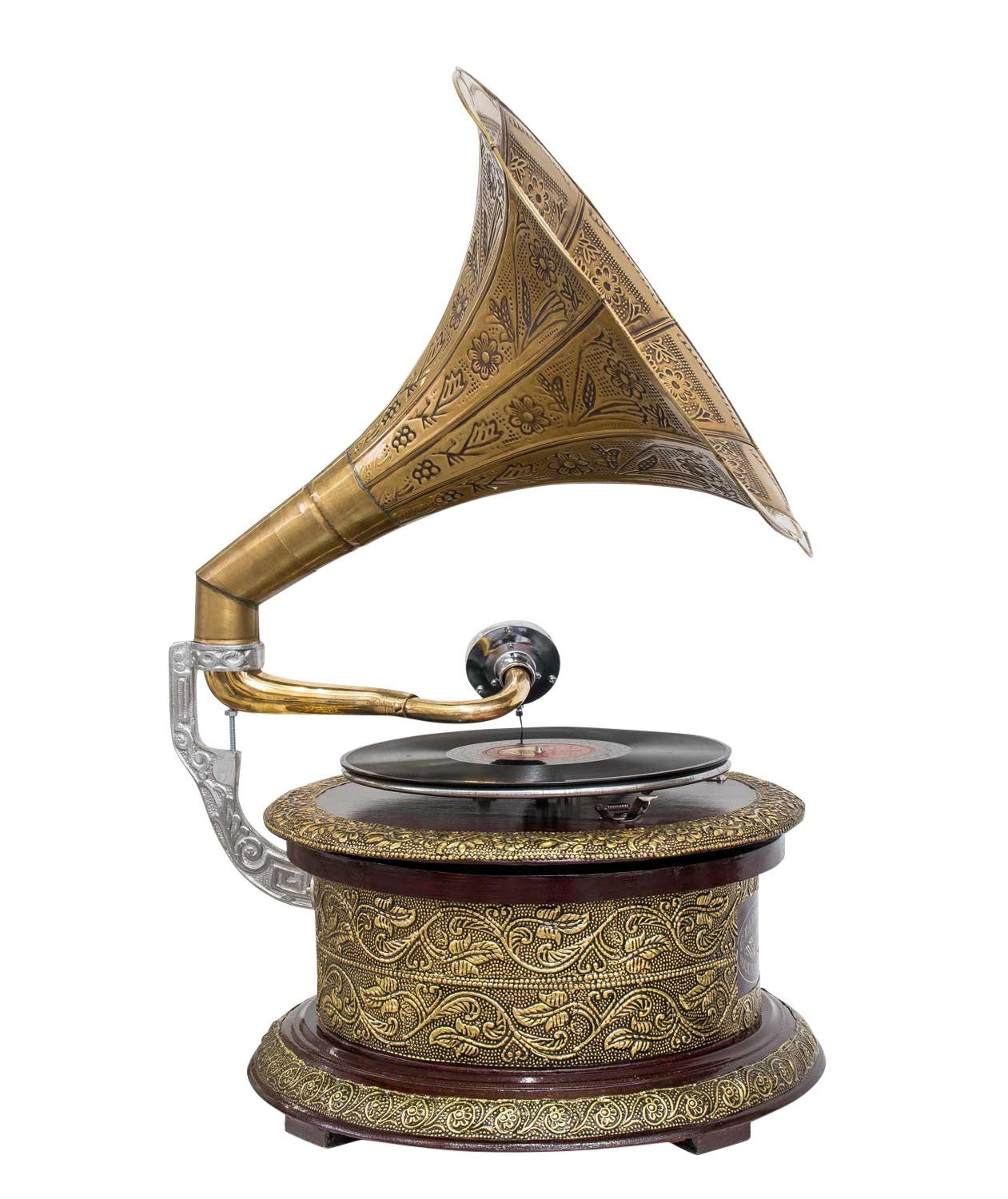 Dekoration Grammophon Grammofon Nostalgie rund Trichter Aubaho Dekoobjekt (m2 Antik-Stil