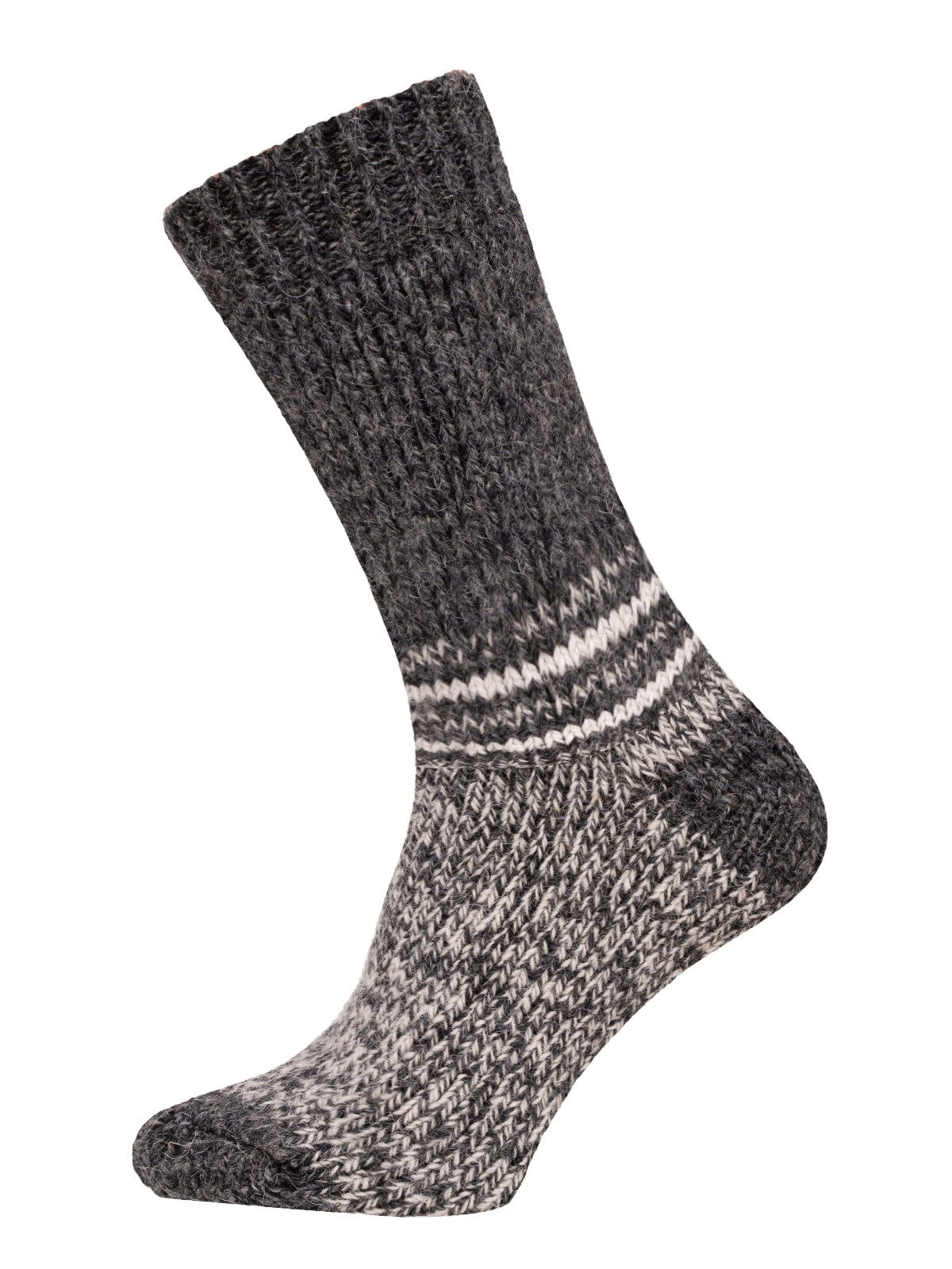 HomeOfSocks Socken 95% Wollsocken Alpaka Meliert Streifen Extra Dick Extra dicke und strapazierfähige Socken mit 95% Wolle Alpakawolle