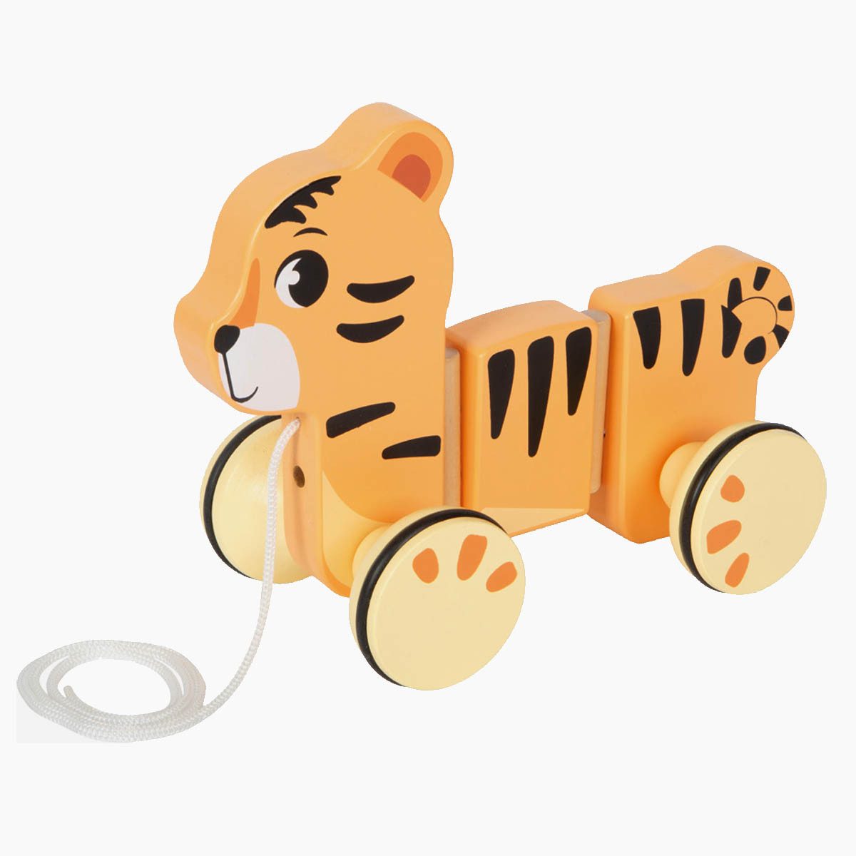 small foot GmbH & Co. KG Nachziehspielzeug Nachziehtier Tiger Safari, (packung, 1-tlg), mit gummierten, geräuscharmen Rädern