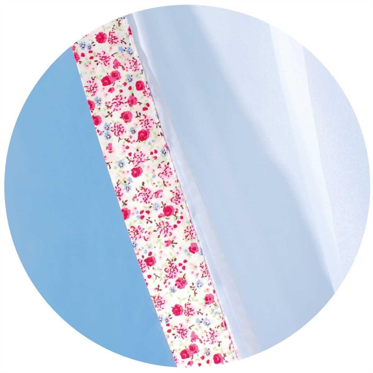 (2 Gardinenset Bunt Vorhang, x Voile Schlaufenschals, Raffhalter) 120cm Stangendurchzug, 2 transparent, 140cm Arsvita, Blumen Clever-Kauf-24 (BxL),