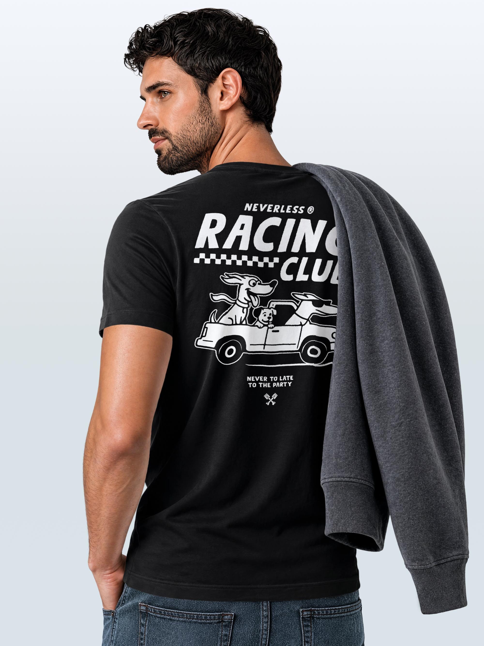 Neverless Print-Shirt Herren T-Shirt Backprint - Design Racing Club - Baumwollshirt Männer mit Print – Bild 5 von 5